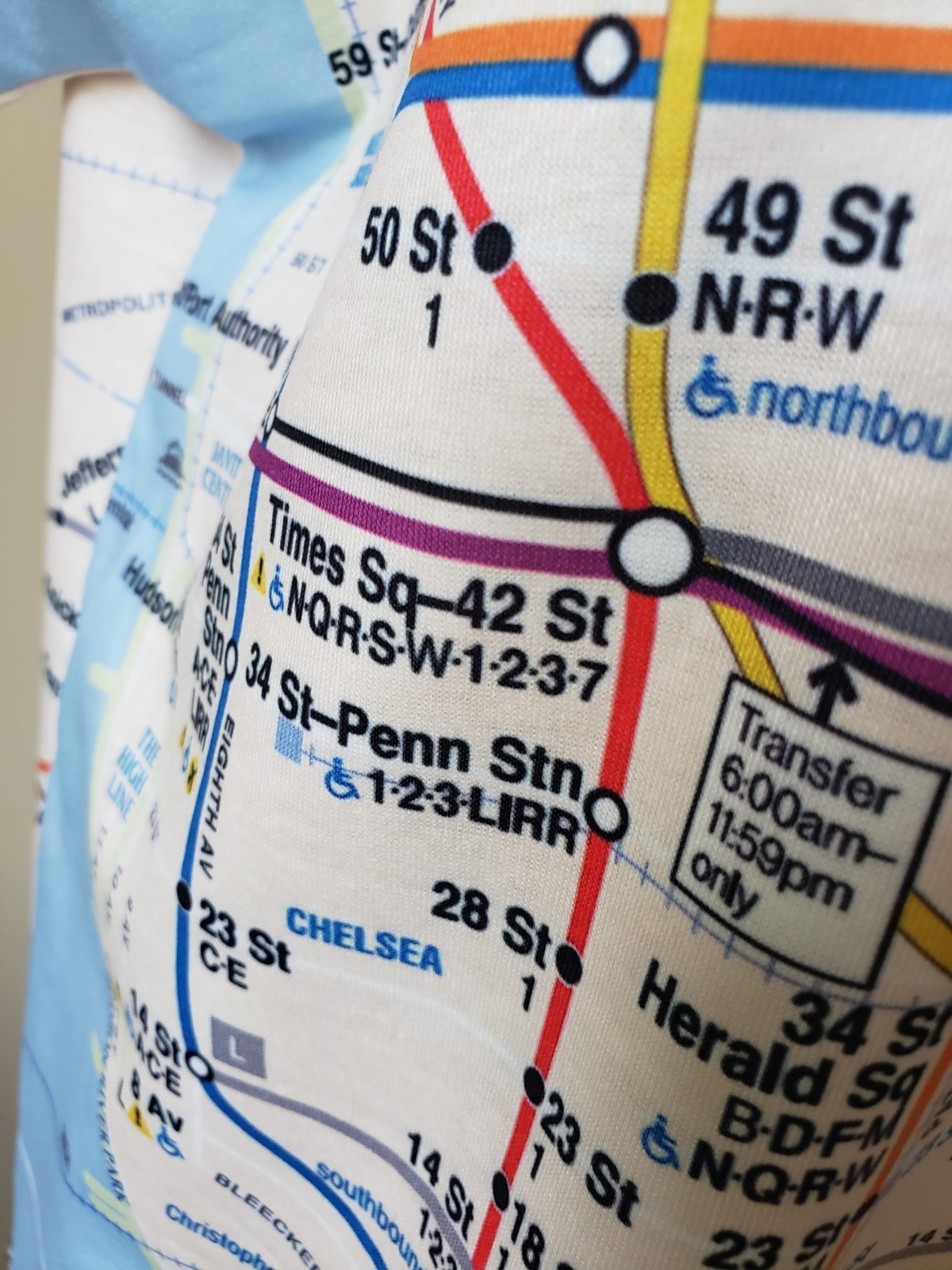 NYC Subway Line T-Shirt – Manhattan Map – Womens Large