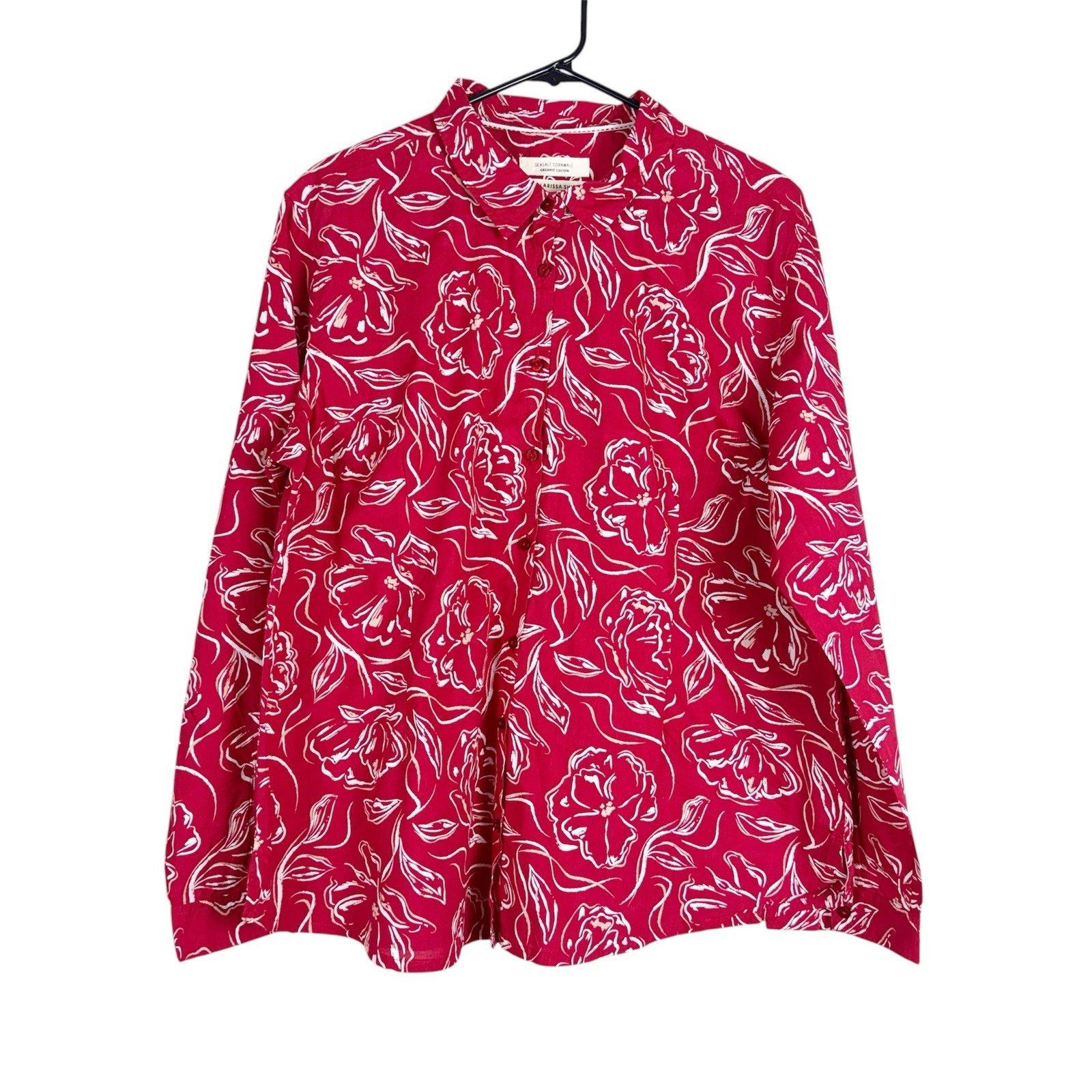 Seasalt Cornwall Women’s The Larrissa Button Up Shirt Size 14 Red