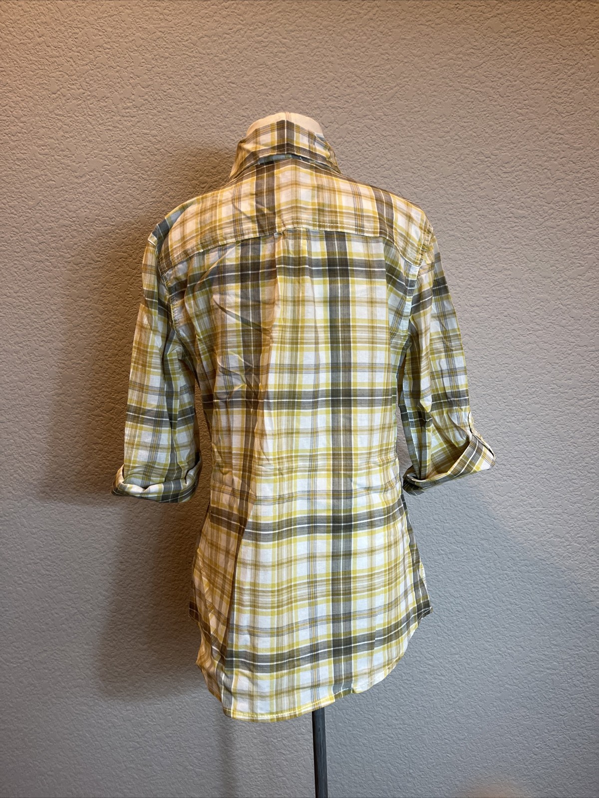 Yellow S Stripe Plaid Shirt Blouse Seussical Musical 50 70s 80s 90s Forever 21