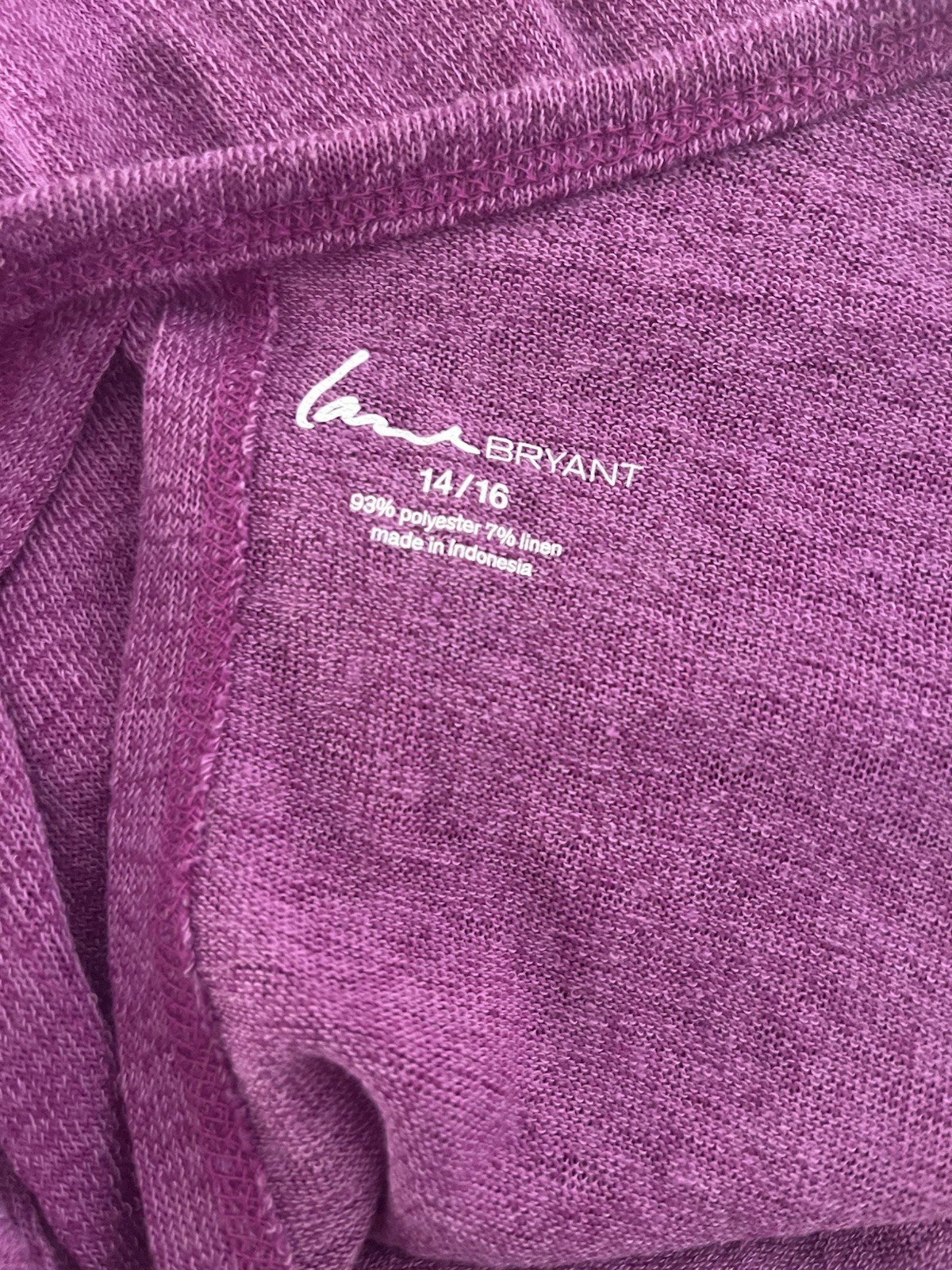 Lane Bryant Purple 2 Back Slit Lightweight Short Sleeve Top Womans Size 14/16