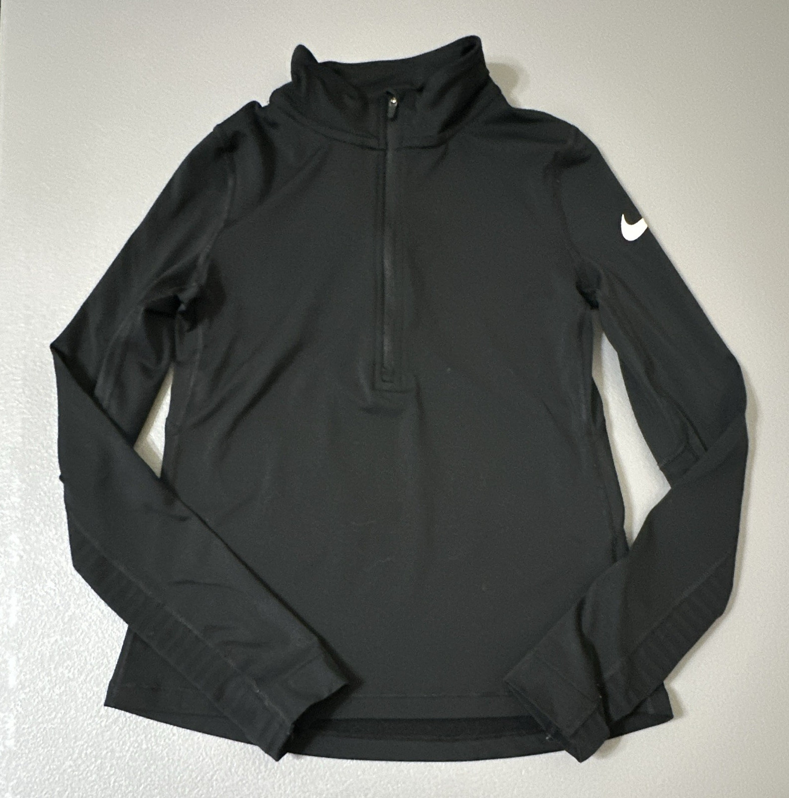 Nike Dri-FIT Womens Activewear 1/2 Zip Mock Neck Long Sleeve Black M