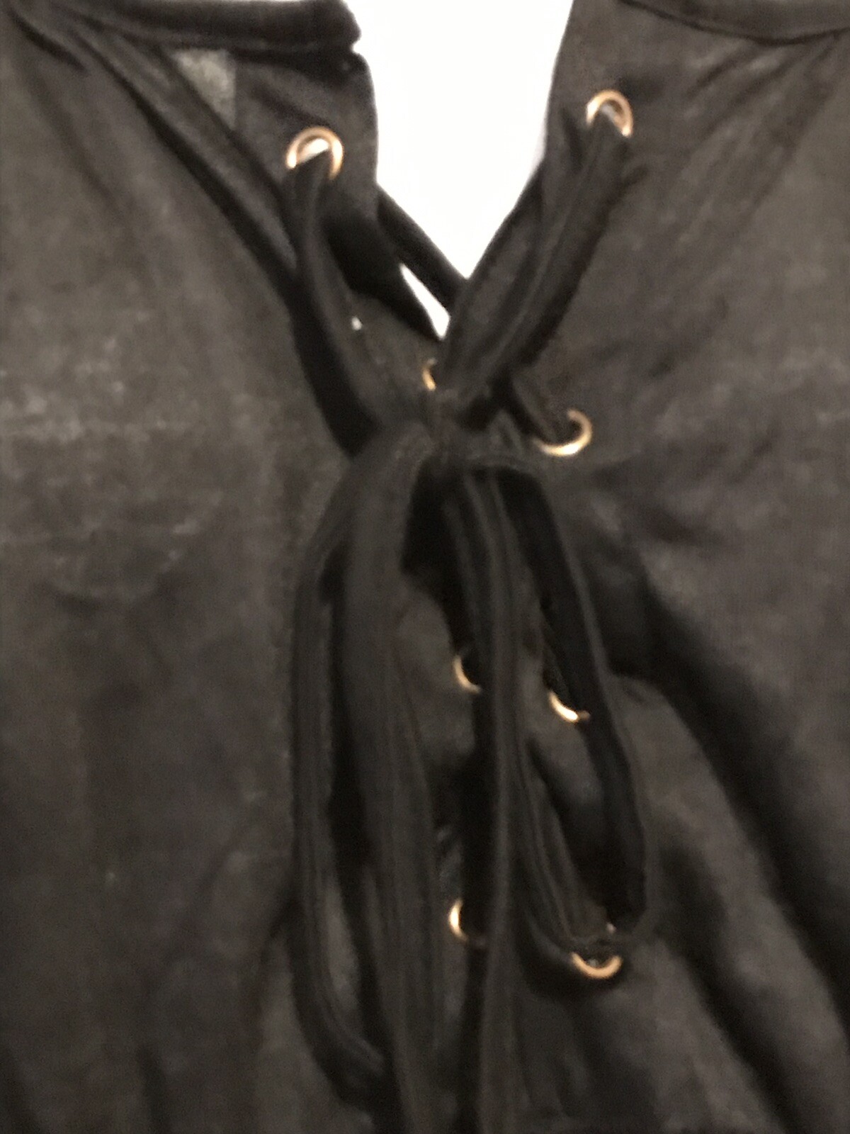 Zanzea Collection Top Blouse Long Sleeve Black Lace Up Front Detail Sz XXL NWT