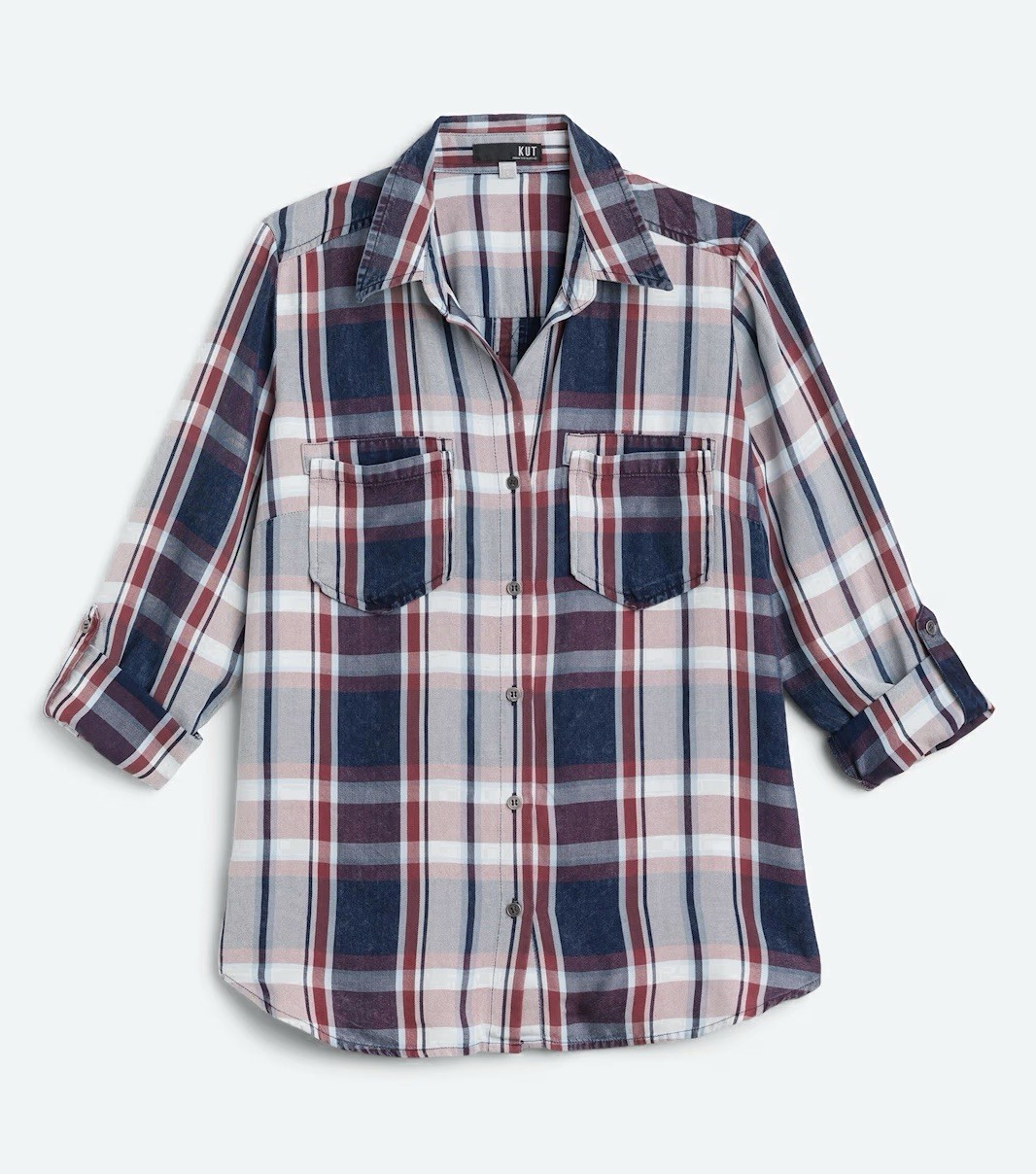 Kut from the Kloth Caillen Plaid Flannel Button Down Shirt M Cabincore Gorpcore