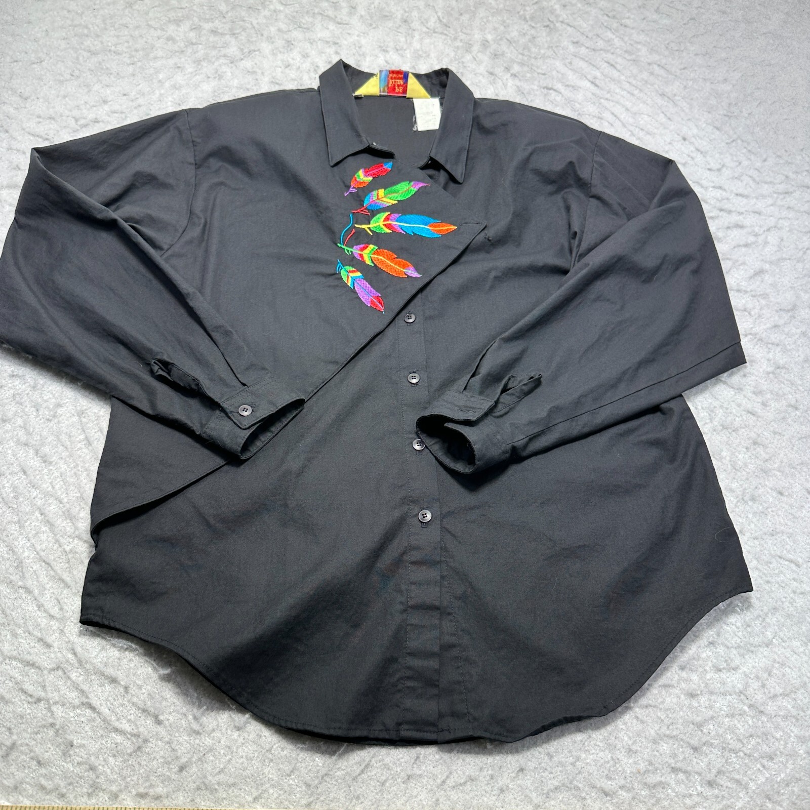 P.S Rhinestones Pandhandle Slim Western Shirt Black Long Sleeve Womens Size L