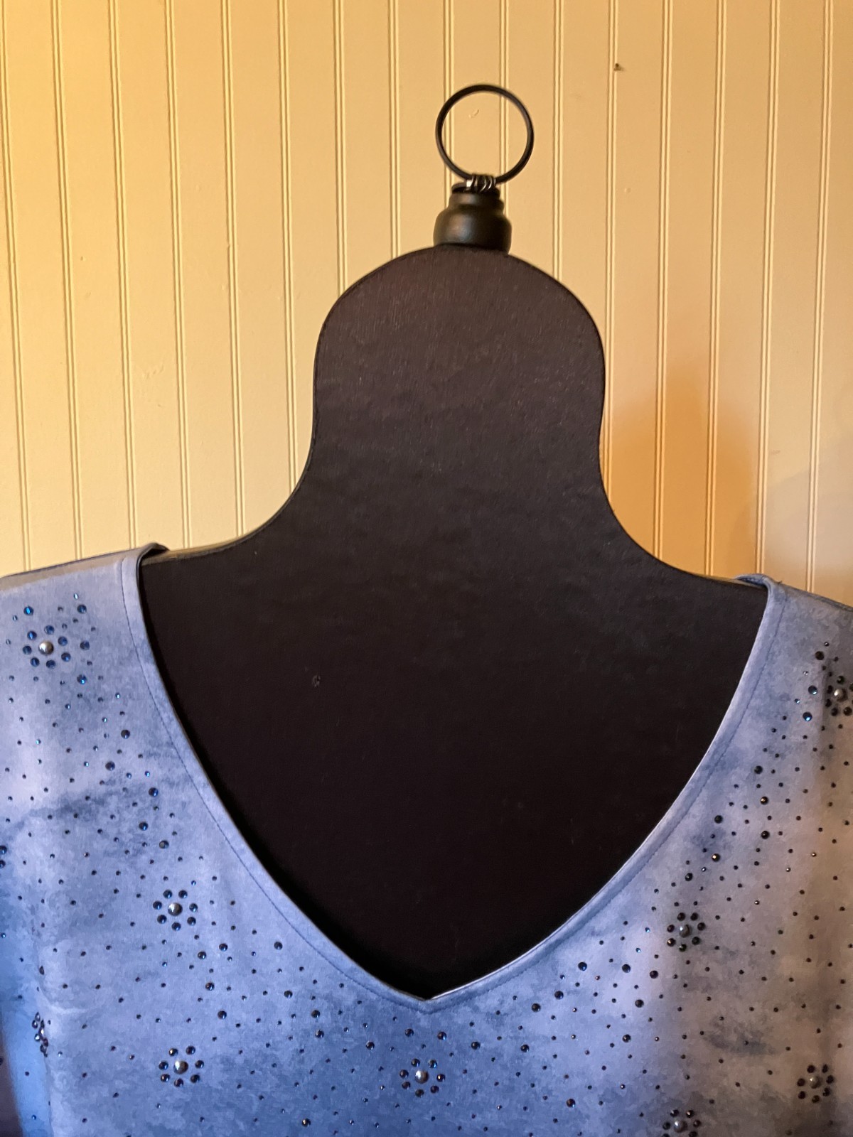 CATHERINES ~2X~Dark Coastal Blue Tie Dye~Flutter SLV~Studs~Slinky Knit Tunic Top
