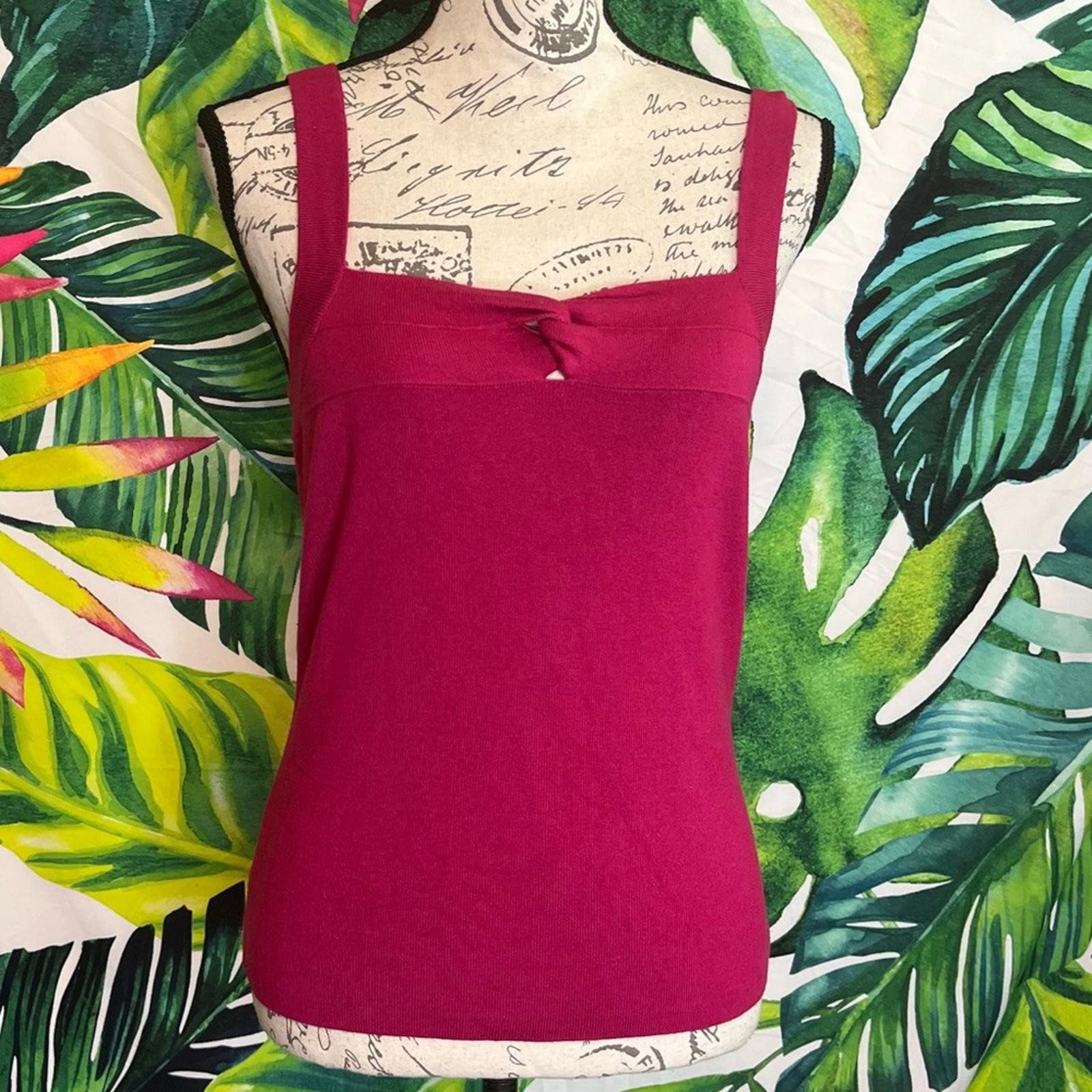 NWT Sigrid Olsen S Sangria Pink Red Silk Blend Summer Twist Front Knit Tank Top