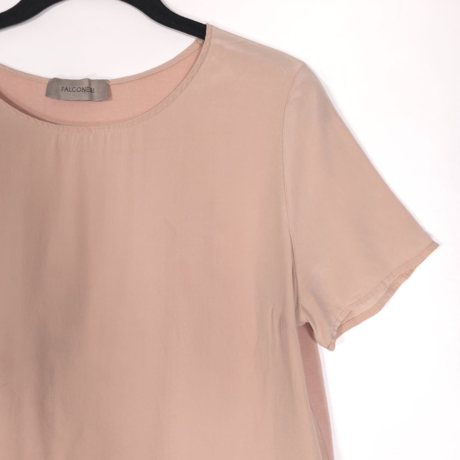 FALCONERI Women’s 100% SILK Top Short Sleeve BULGARIA🇧🇬MADE Light Pink MEDIUM