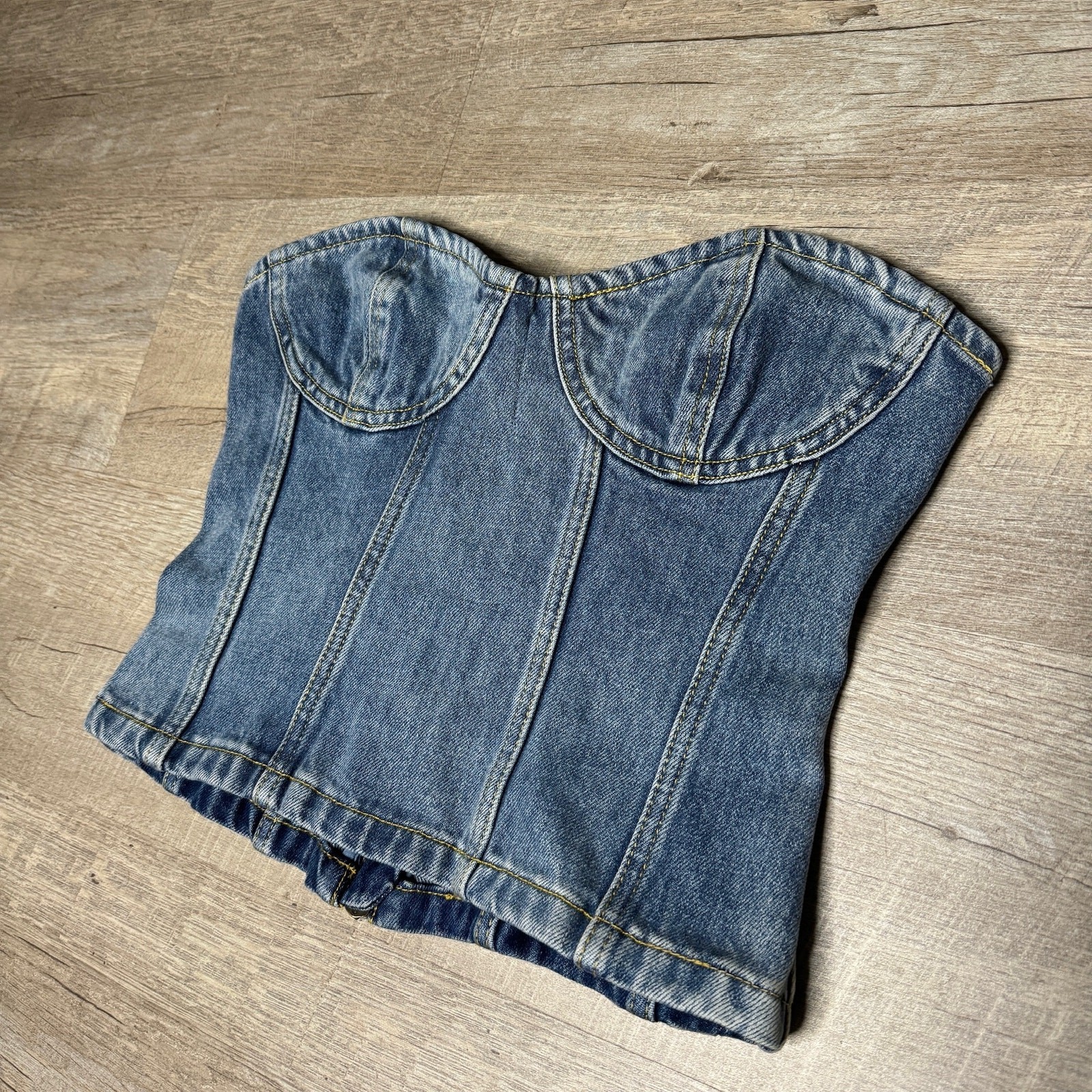 RONNY KOBO Denim Babydoll Blue Jean Corset Bustier Country Cowgirl Sexy y2K