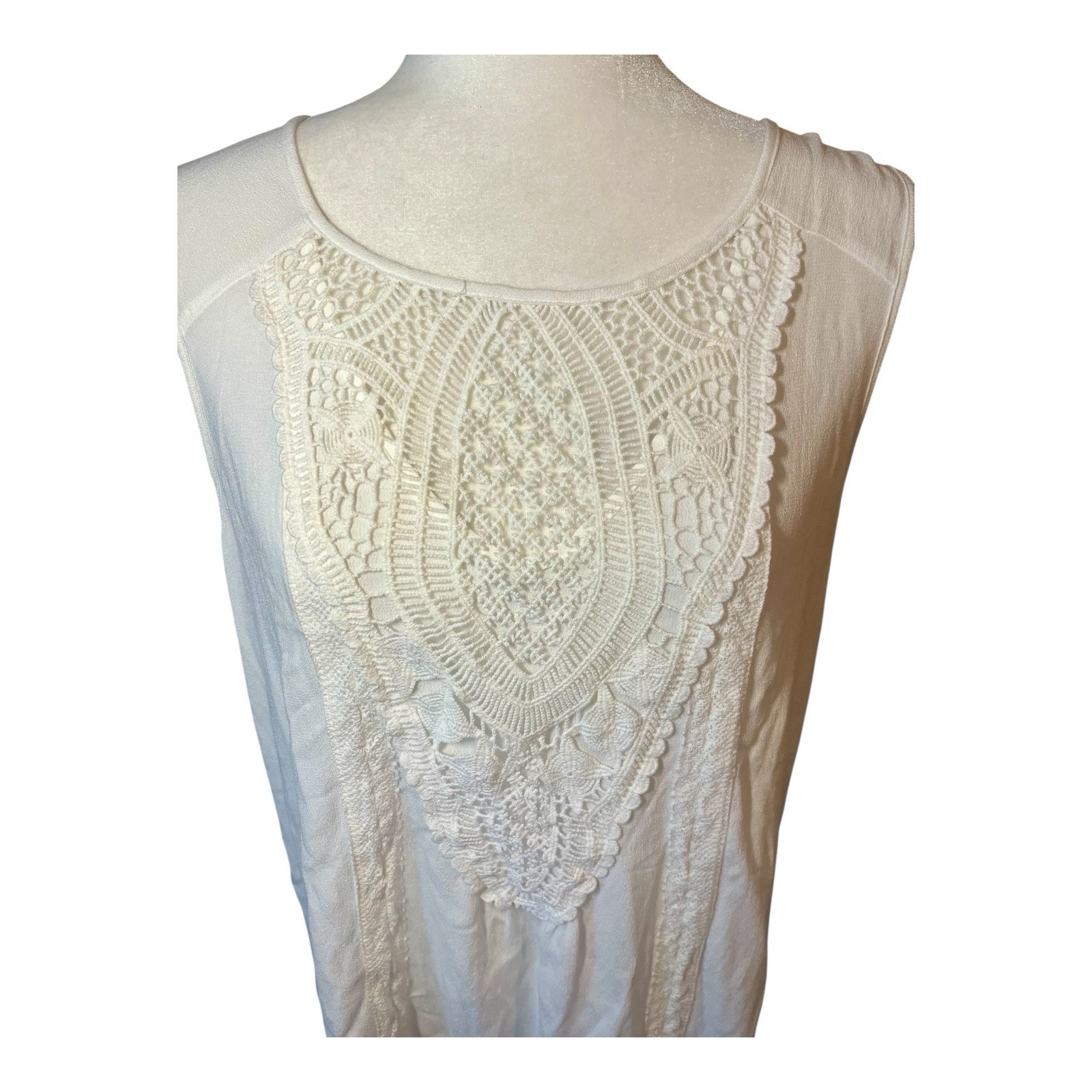 Knox Rose Women’s Lace Front Tunic Length Sleeveless Top – Size XL
