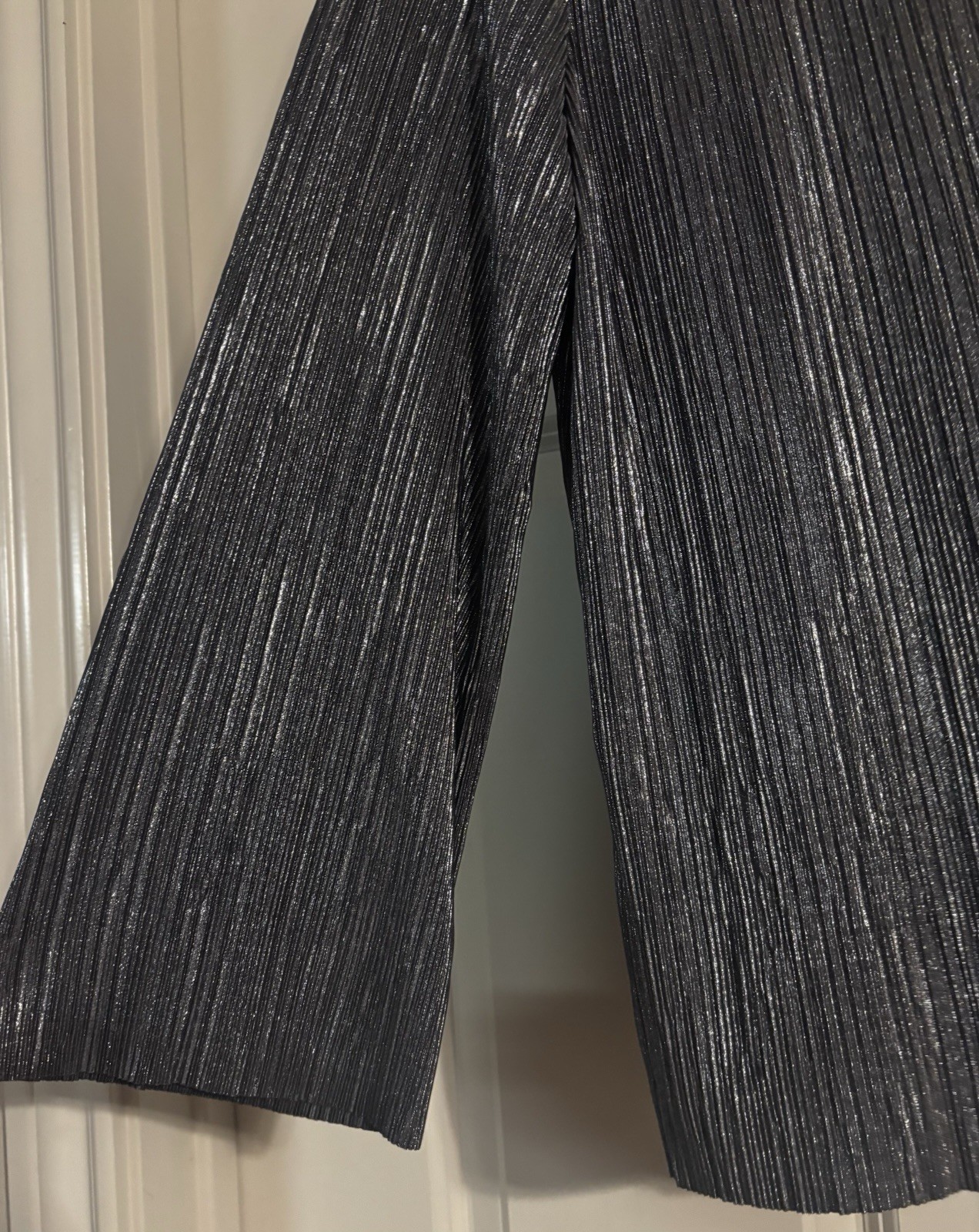 Chico’s Metallic Plisse Pleat Old Money Mob Wife Glam Luxury Size 3 U.S. XL/16