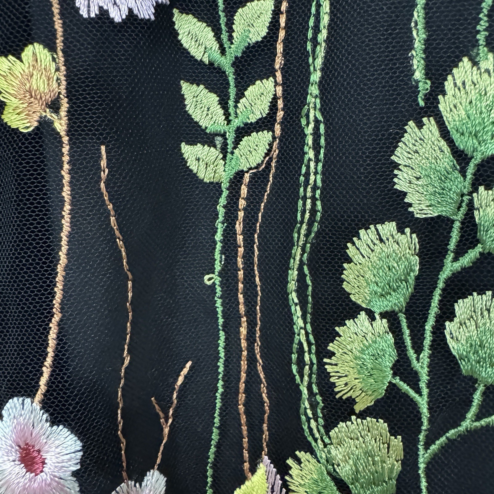 Caroline Rose Garden Walk Mesh Embroidered Top Womens Size XL Floral Lace Lined