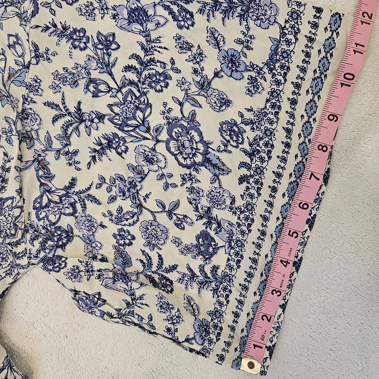 Kimono Shirt Womens Medium Blue Tie Front Floral Tunic Fairy Boho Festival