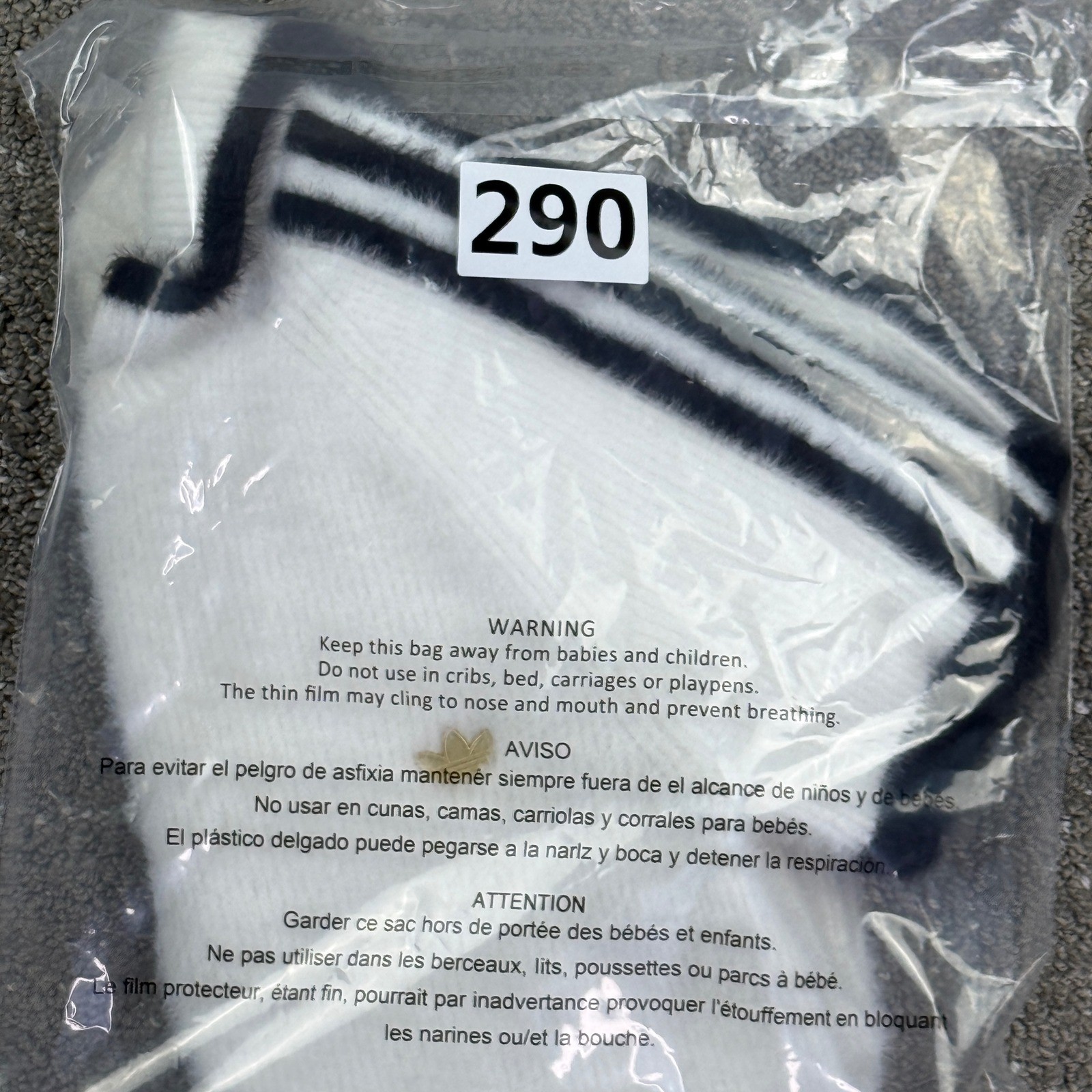 Adidas Polo Shirt Women Medium White Fuzzy Knit 3-Stripe Trefoil KE1301