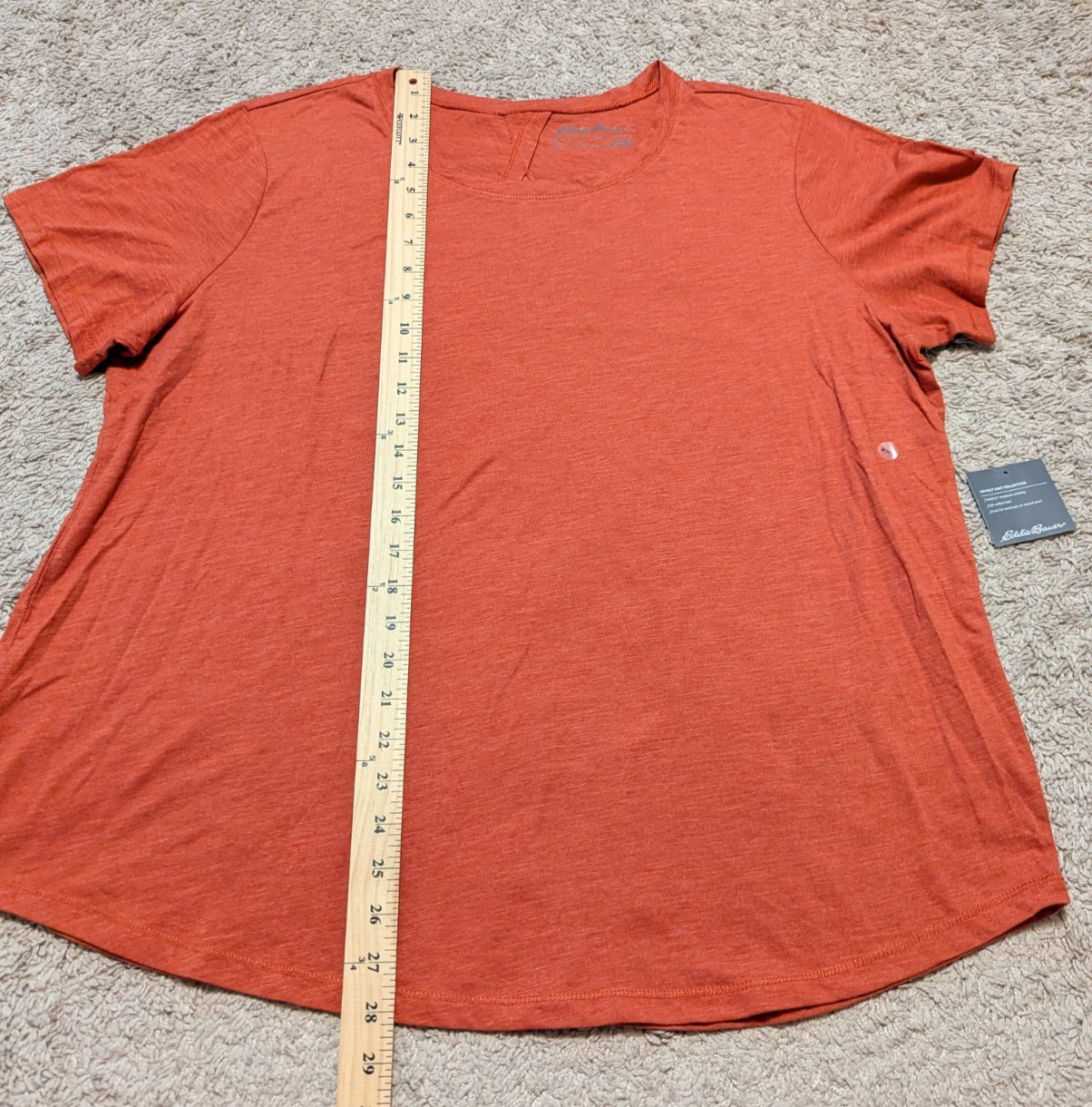 Eddie Bauer Tryout Knit Tee Womens Sz 2XL Short Sleeve Cut Out Orange Workout