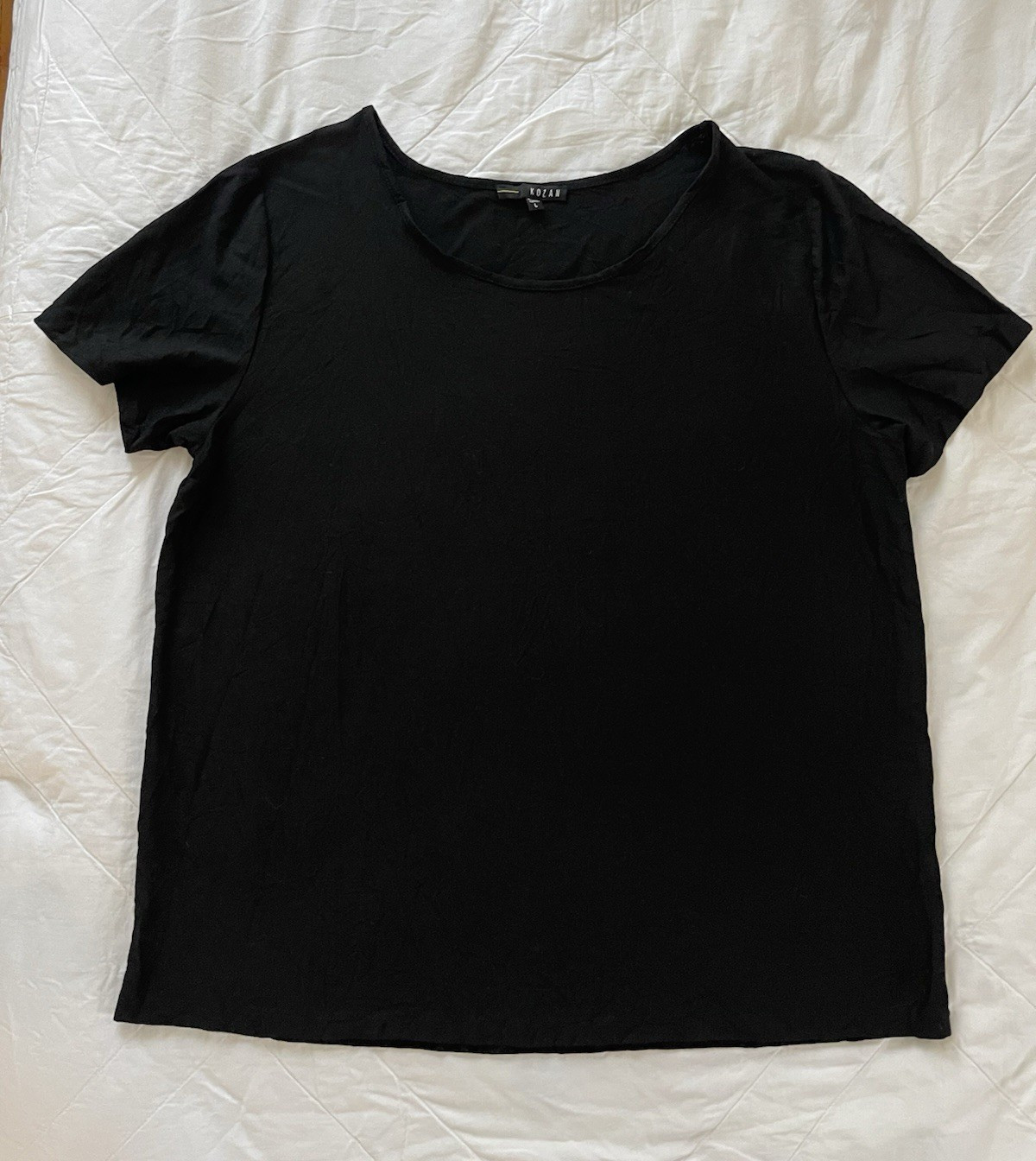 Kozan Women’s L Black Polyester Blend Knit Solid Scoop Neck Short Sleeve Tee