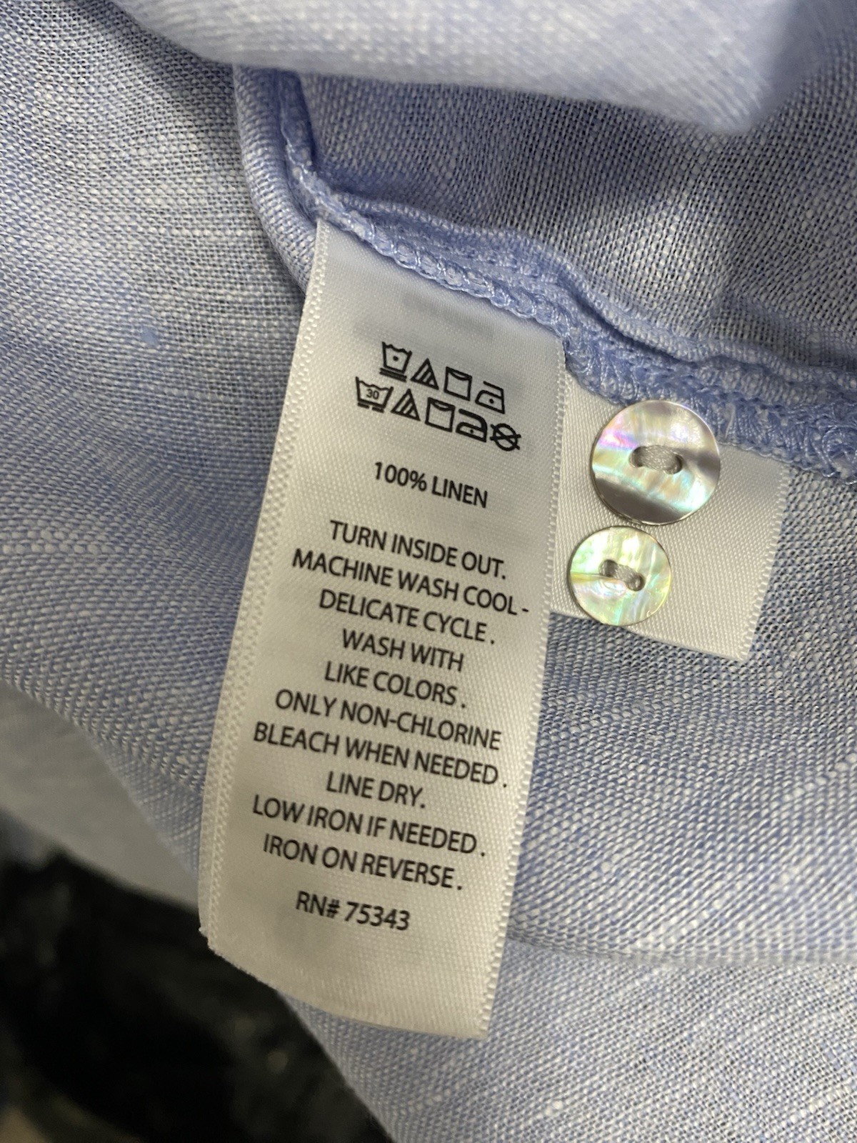 Nicole Miller Linen Short Sleeve Blouse Womens Size L Light Blue V-Neck Utility