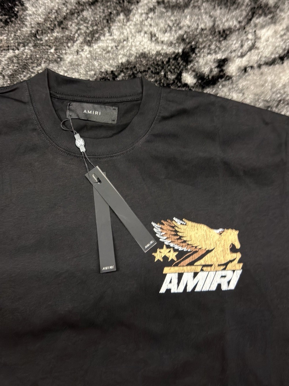 Amiri Pegasus Black Tee Mens Size Large