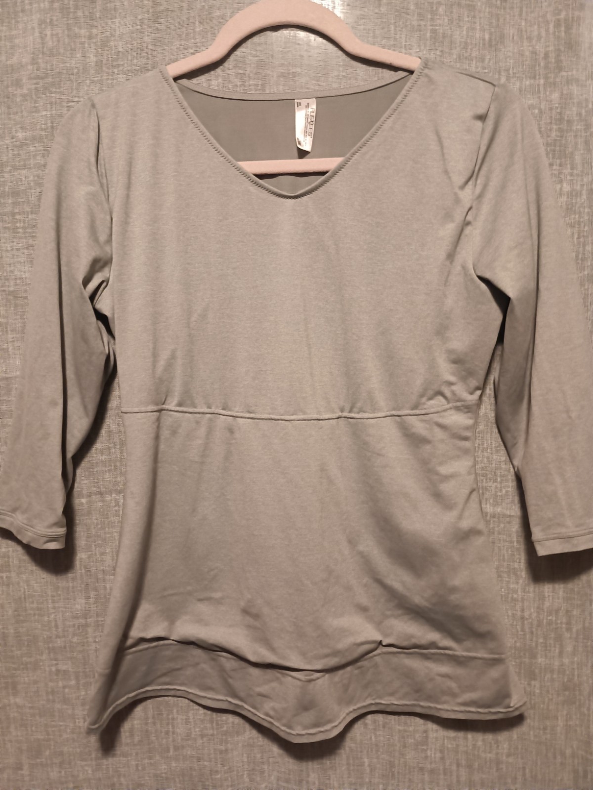 Flexees Maidenform Top Womens Tag S Fits L Taupe Shapewear Stretch 3/4 Sleeve