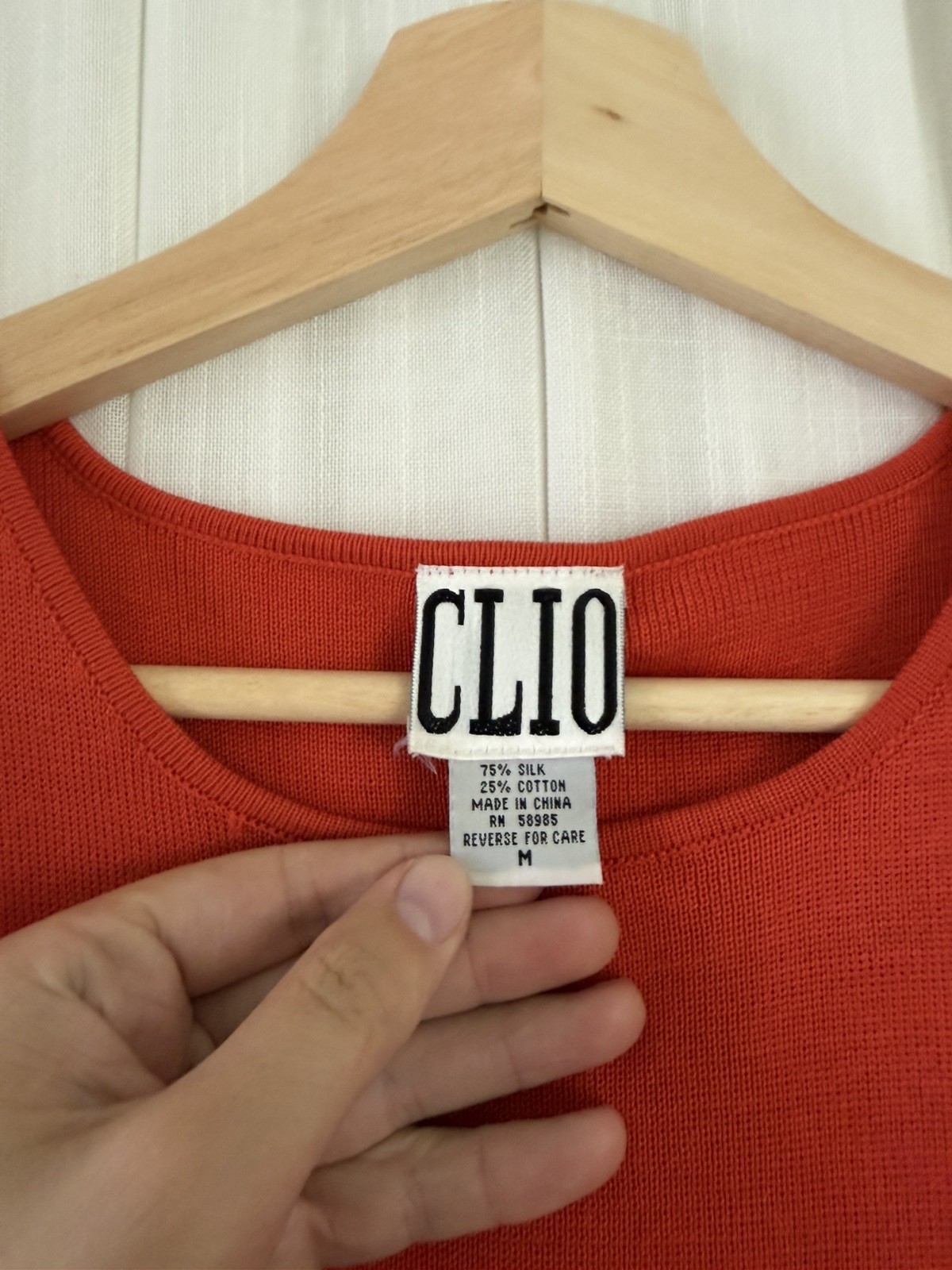 Vintage Clio Silk Beaded Fringe Top Orange Silk Blend Boho