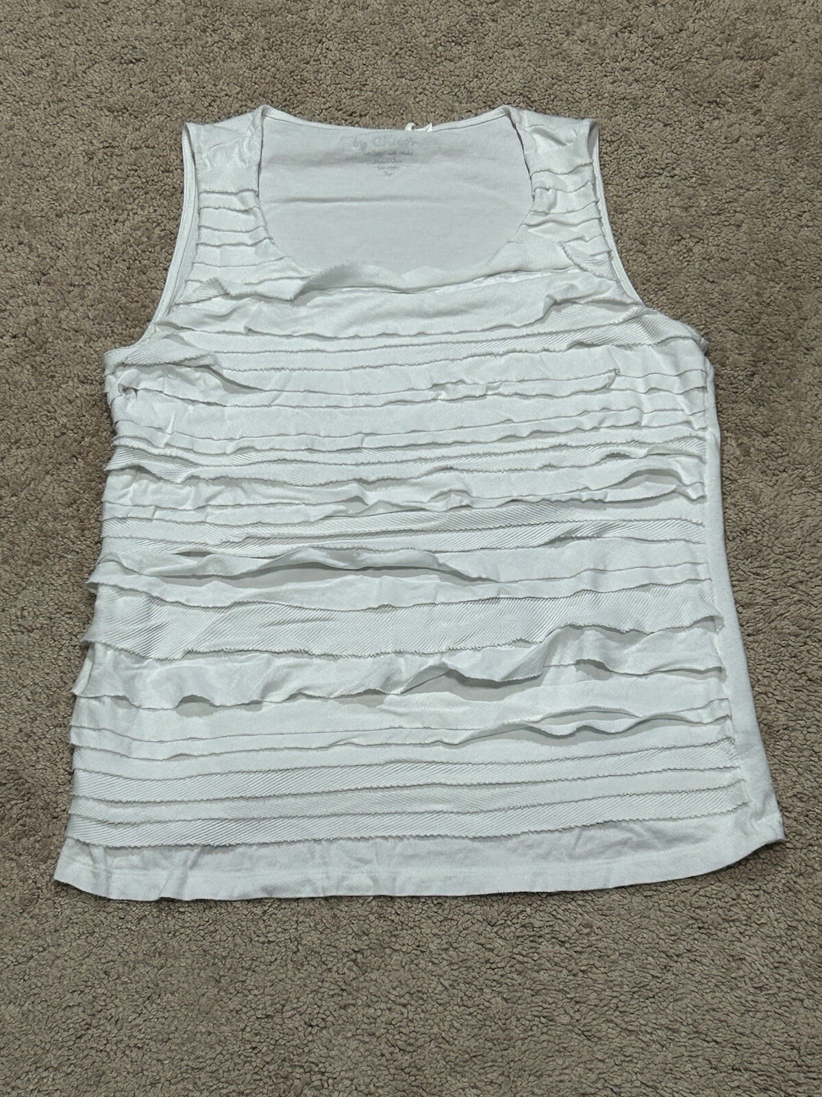 Chico’s Womens Shirt Size 1 White Ruffle Soft Classic Casual Comfort