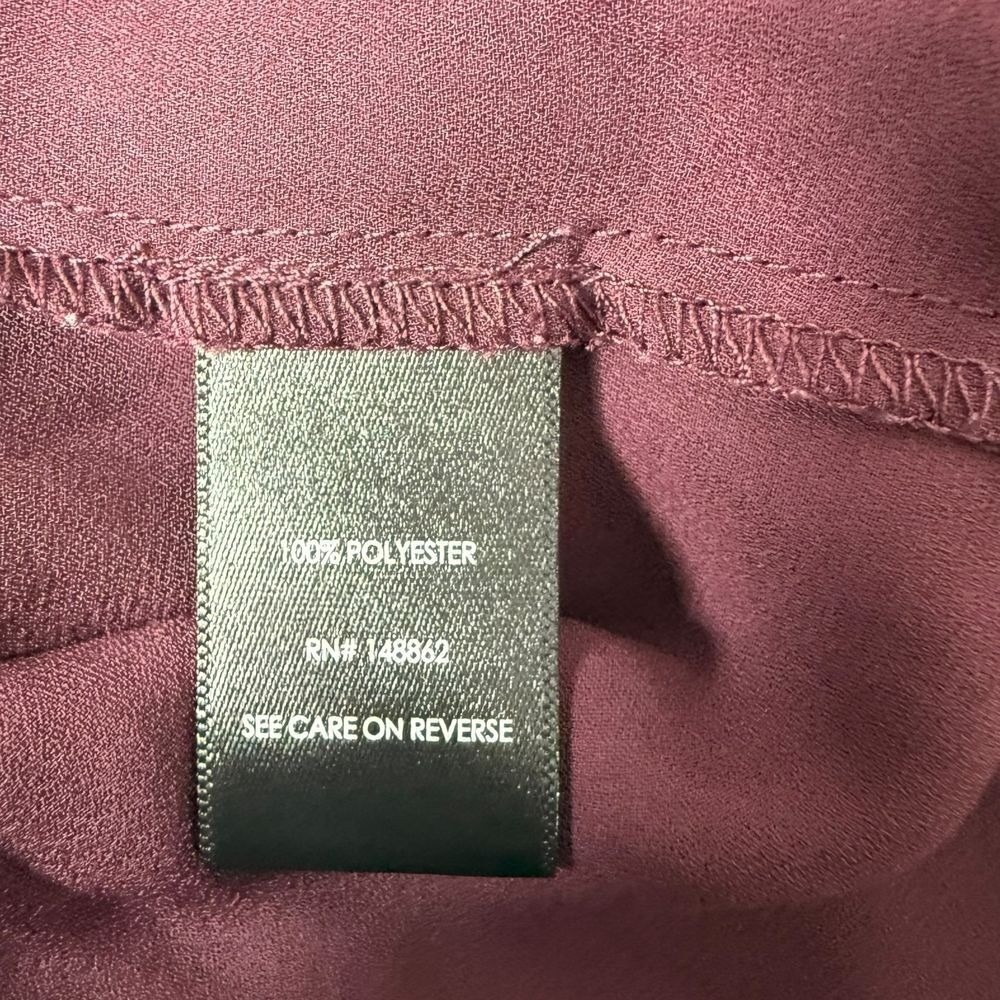 Torrid Madison Georgette Button Up Long Sleeve Top Size M Burgundy Blouse