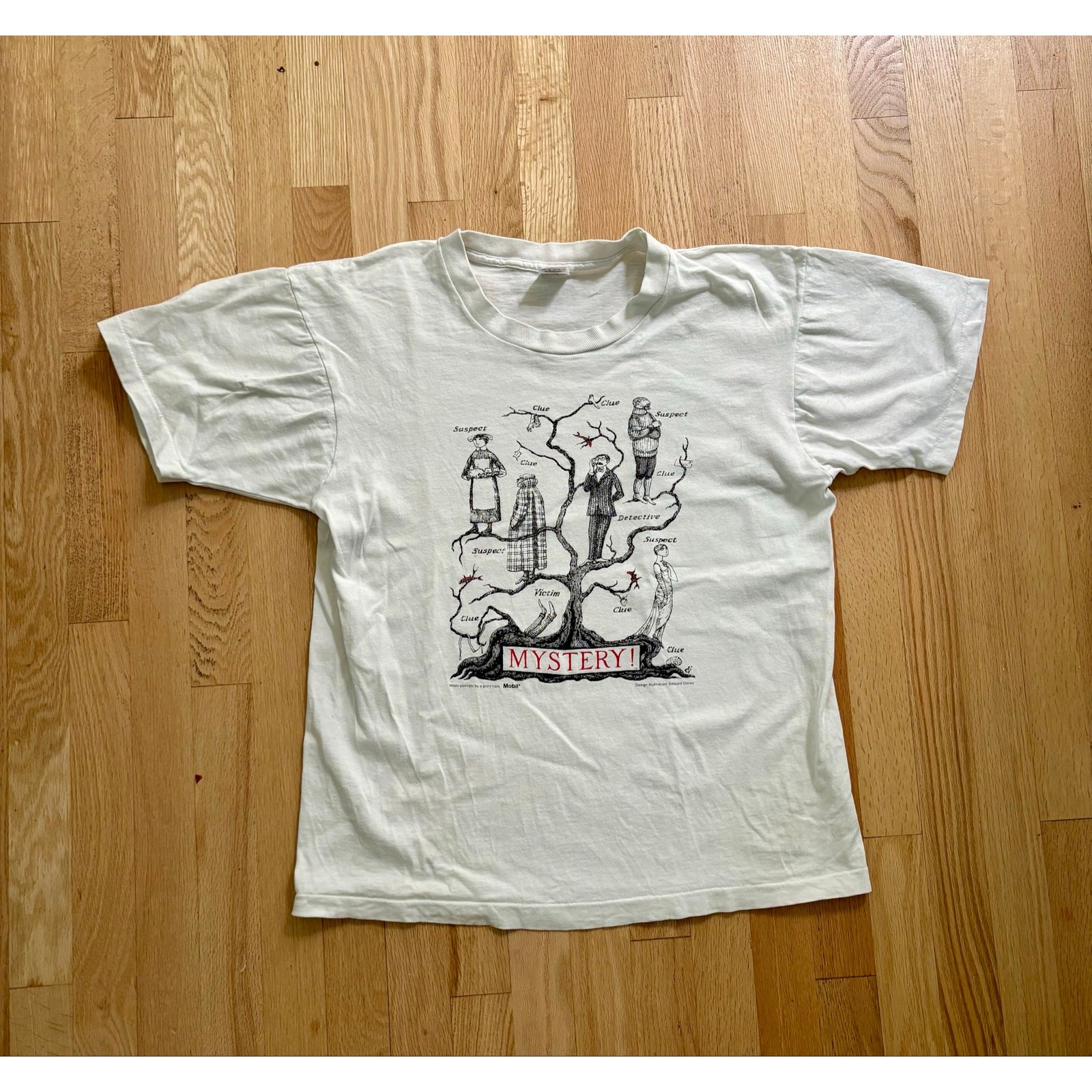 Vintage Edward Gorey PBS Mystery Masterpiece Tee T shirt single stitch L large