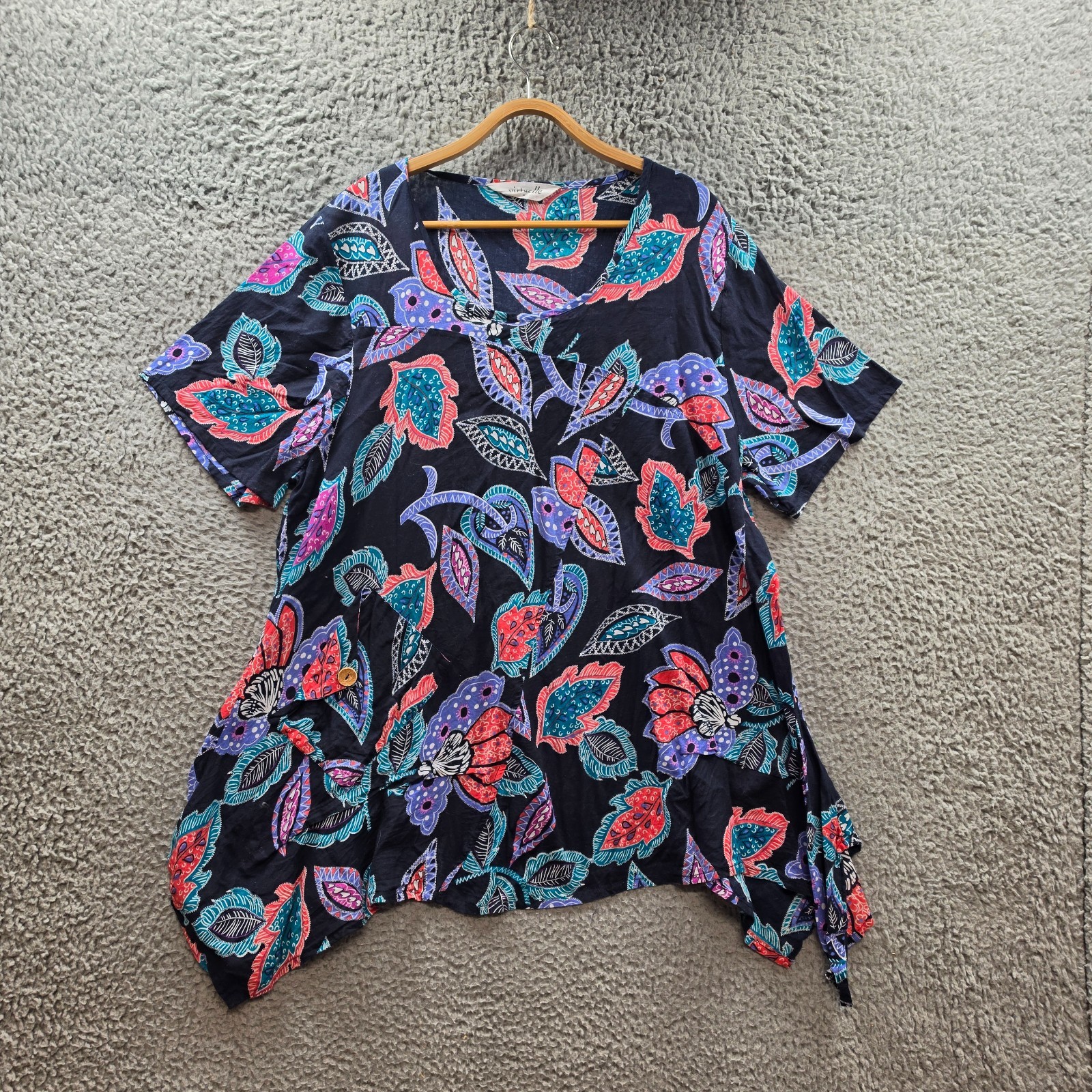 Virtuelle Top Womens Tunic Plus Size 22 Navy Blue Red Green Purple Paisley
