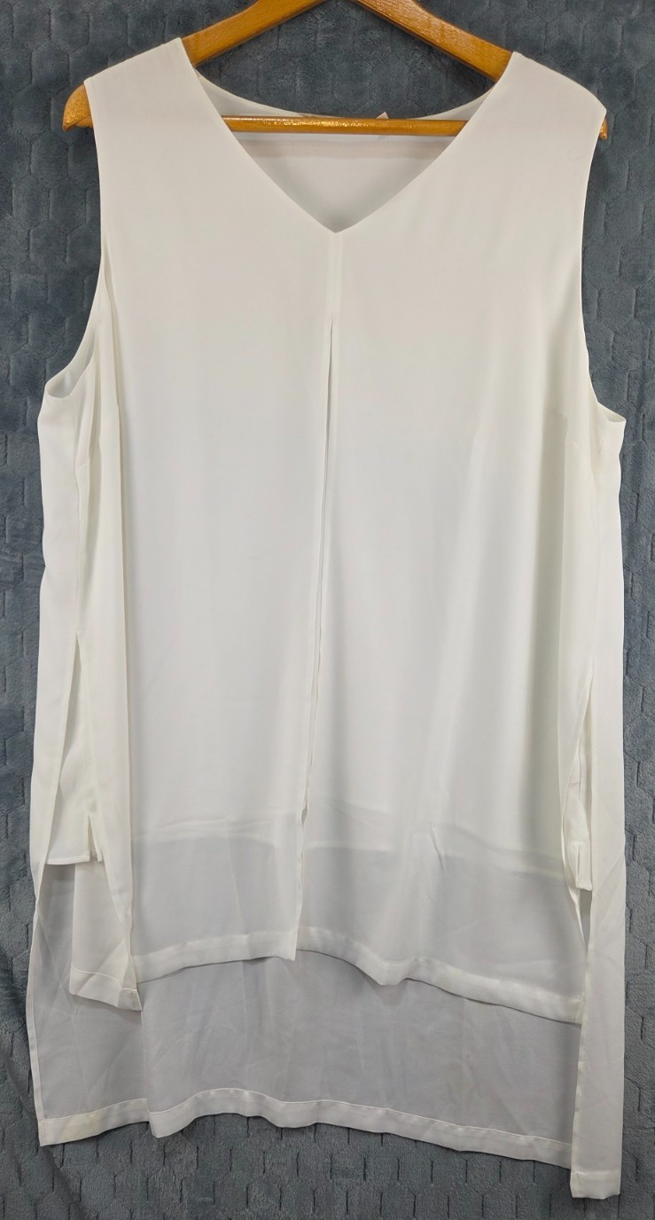 Soft Surroundings Cream Satin Eden Tiered Sleeveless Tunic 2XL