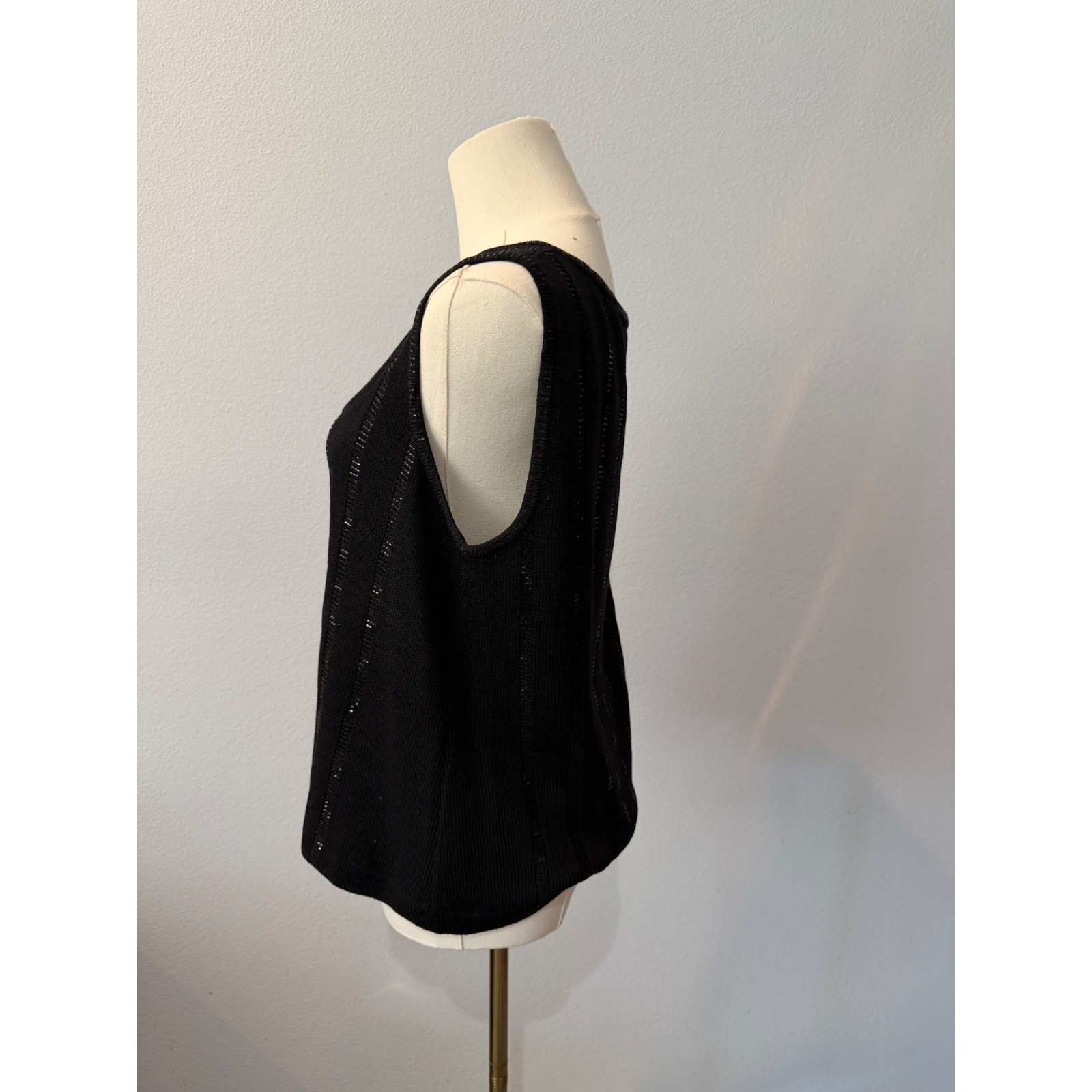 St John Black Santana Knit Sequin Tank Top Old Money Quiet Luxury Capsule Size M