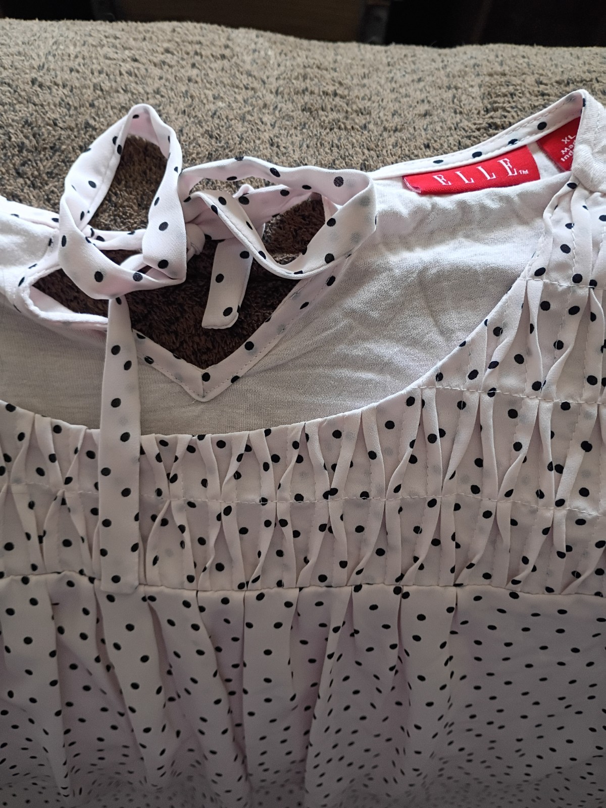 Elle EUC Pink Polka Dot Tank With Back Tie Size XL