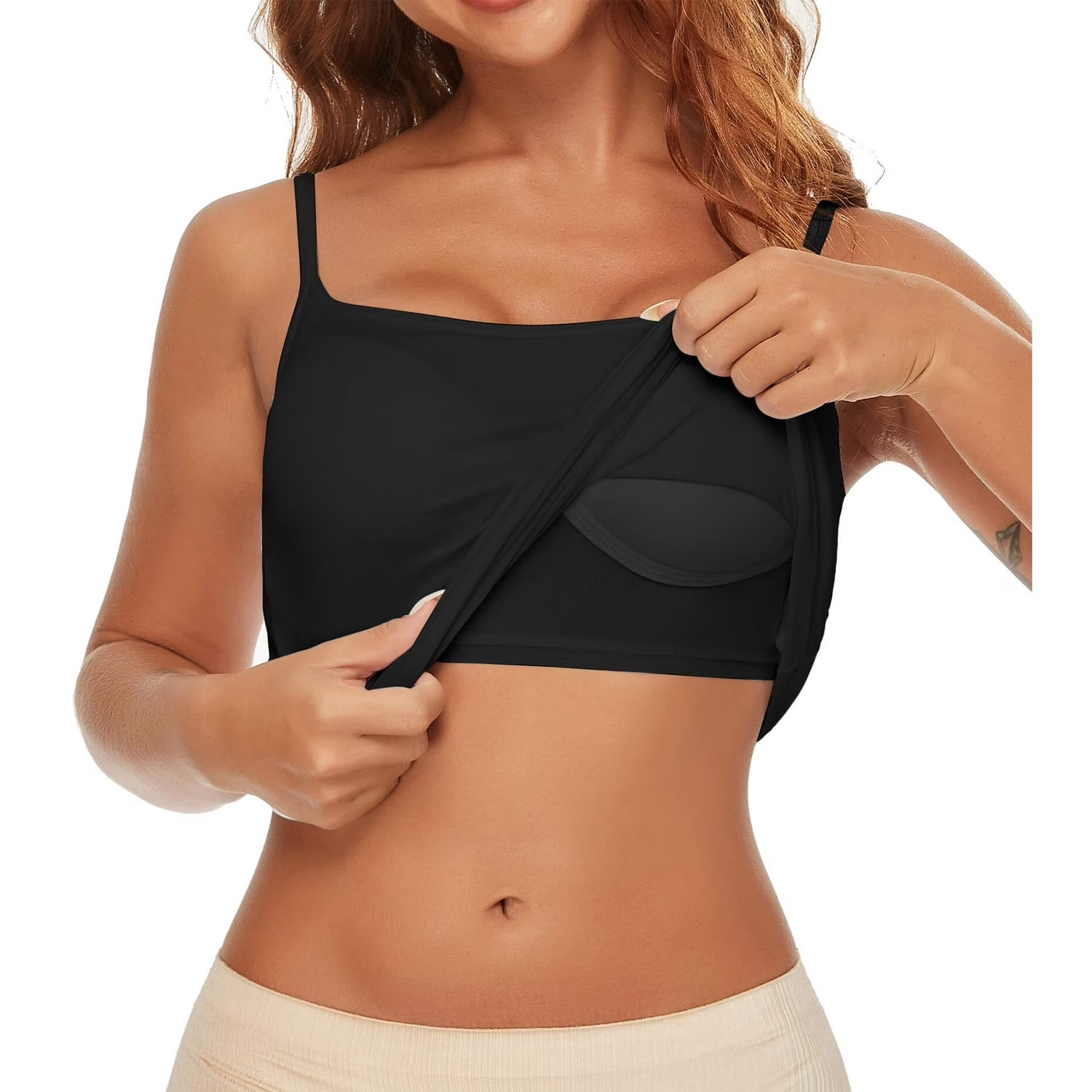 Camisole with Built in Shelf BRA Adjustable Spaghetti Strap Basic Tank Tops US