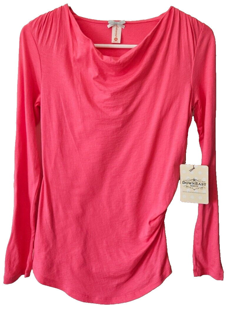 Downeast Basics Womens Cape Town Top Size XS Hot Pink Cotton Blend L/S NEW