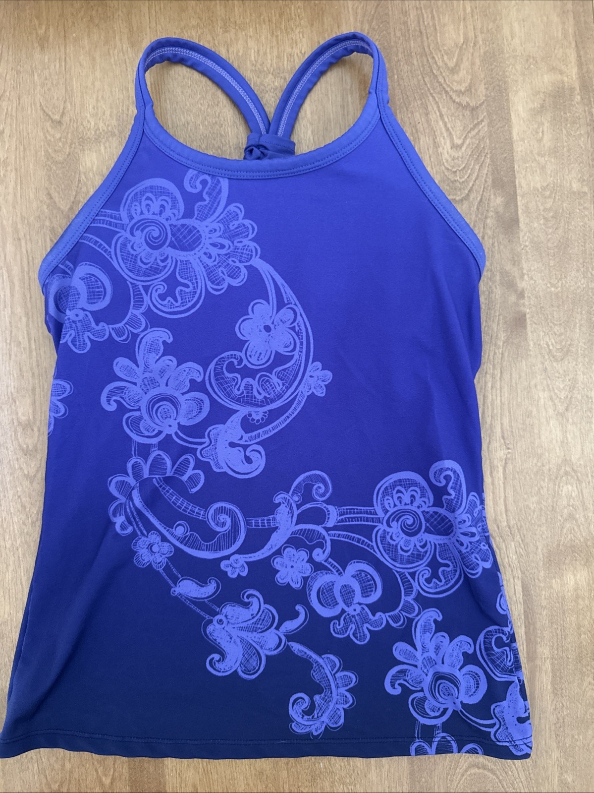 ATHLETA Womens XXS Purple Floral Slip On Stretch Sleeveless Active Top Yoga