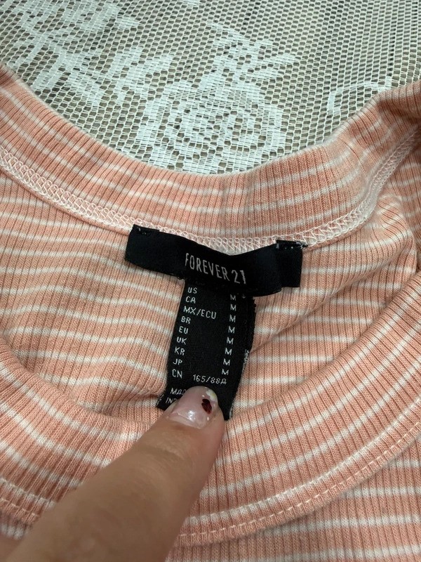 apricot and white ribbed tank top