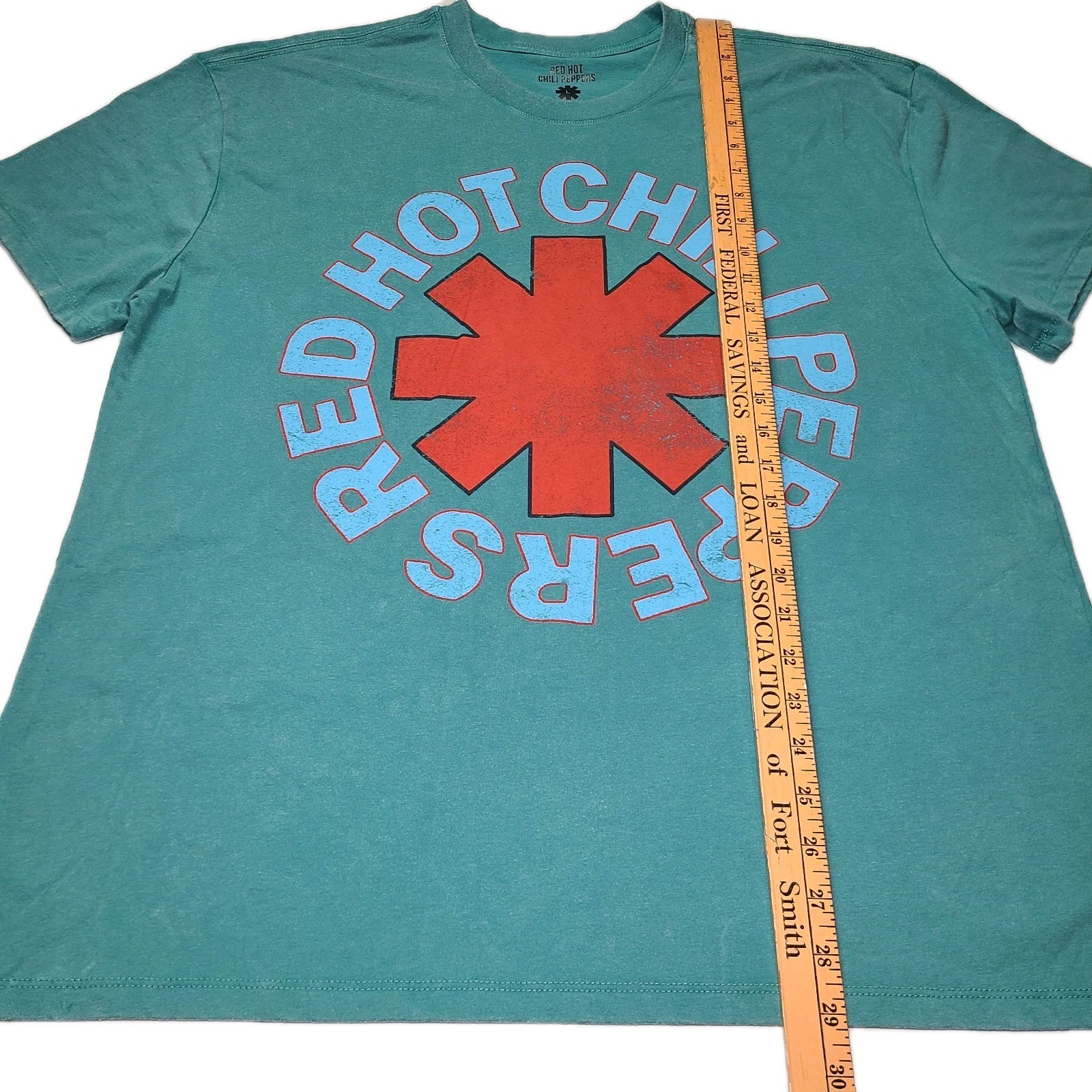 Red Hot Chili Peppers Concert Tee Teal Womens Size L Oakland Arena 2006 Reprint
