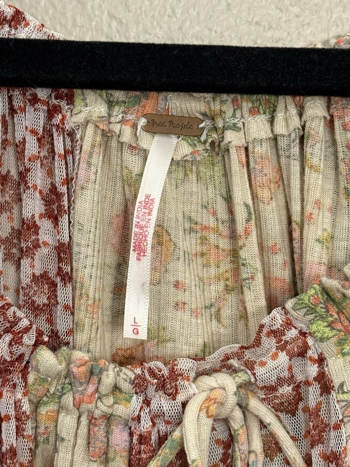 Free People Because I Love You Floral Tie Neck Printed tunic dress Women’s Large