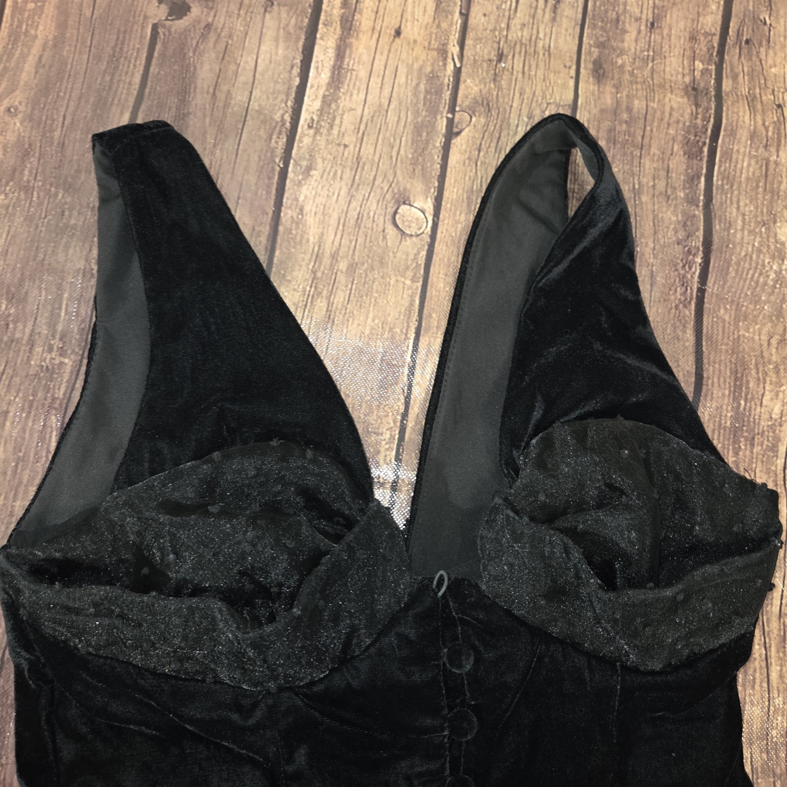 ASOS Luxe Vest Top Women 4 Black Velvet Oversized Bow Whimsigoth Fairy Grunge