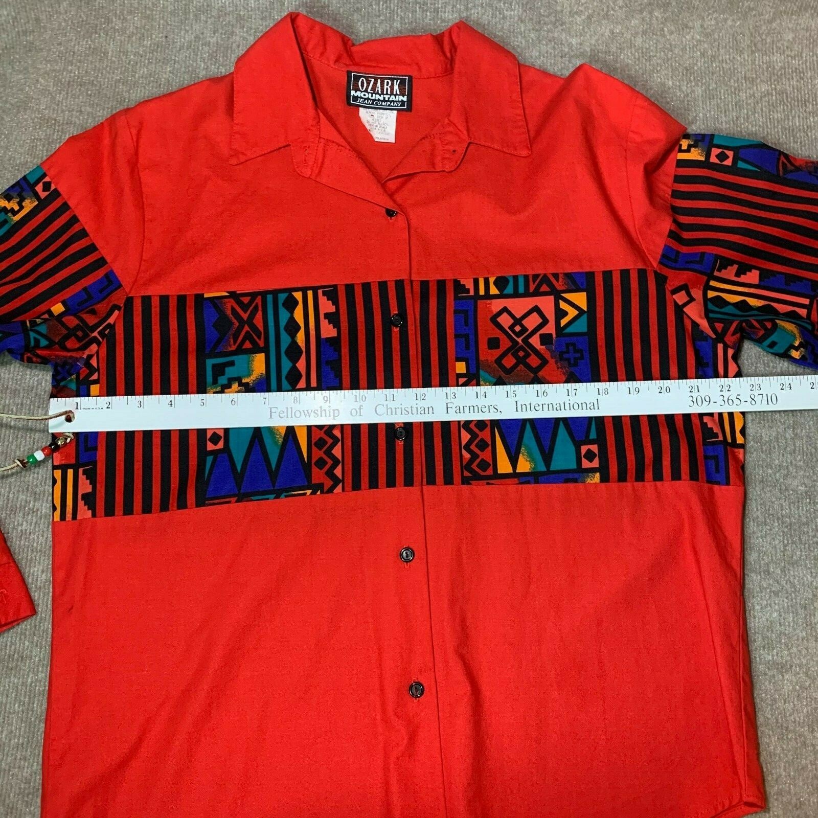 Vintage 80s 90s Shirt L Southwestern Colorful Geometric Western Rodeo Cowgirl