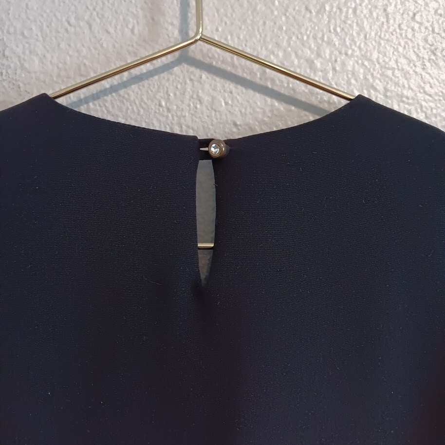 Seril Line Women’s Size 38 Small Long Sleeve Black Blouse Side Zip Turkey Gold