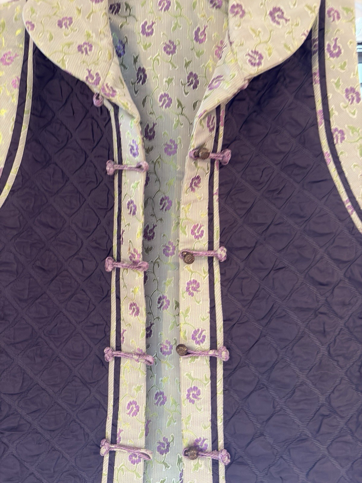 Rising Phoenix Med VTG Women’s Reversible Quilted Silk Blend Vest Asian Style