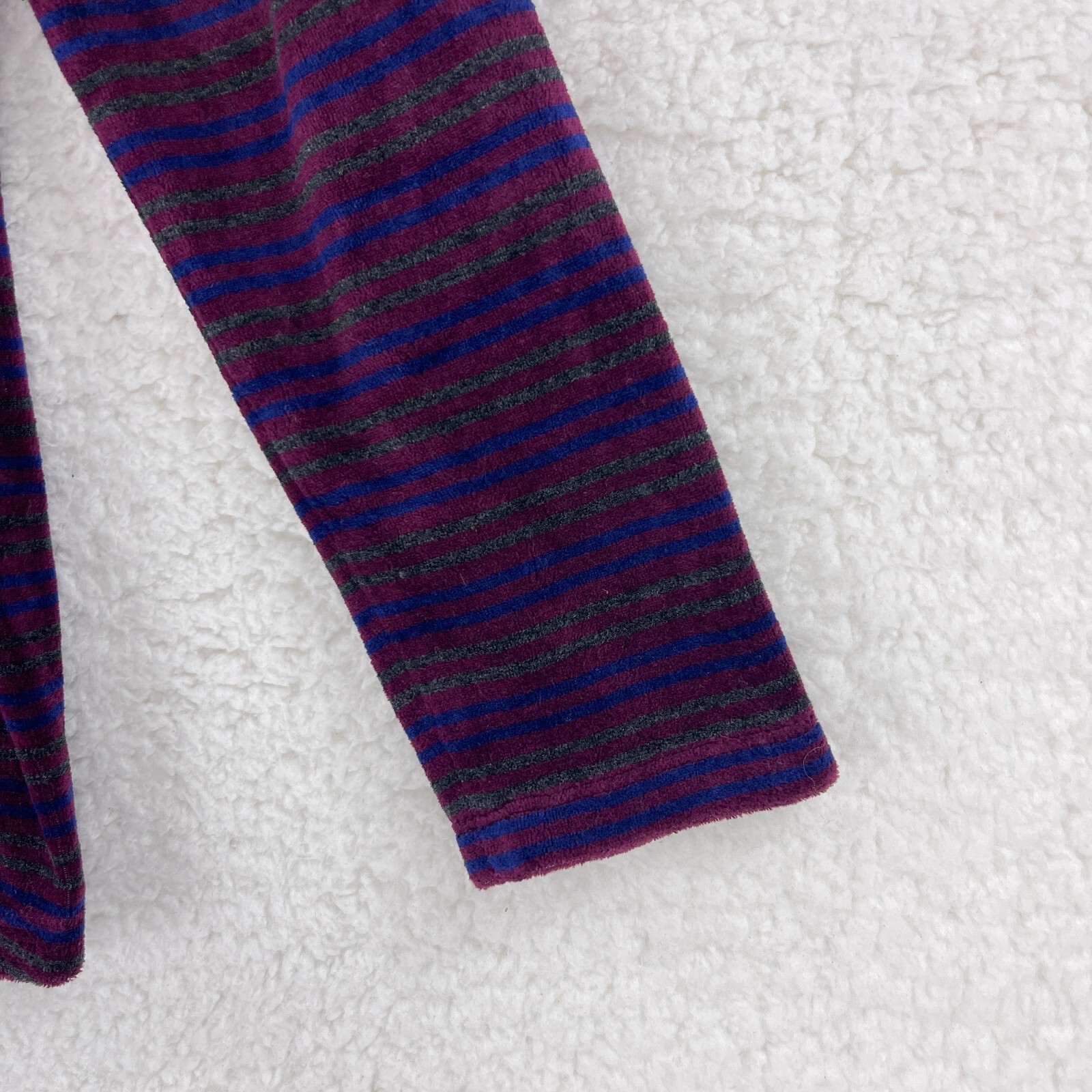 Talbots Shirt Womens Medium Purple Stripe Cowl Neck Long Sleeve Velvet Casual