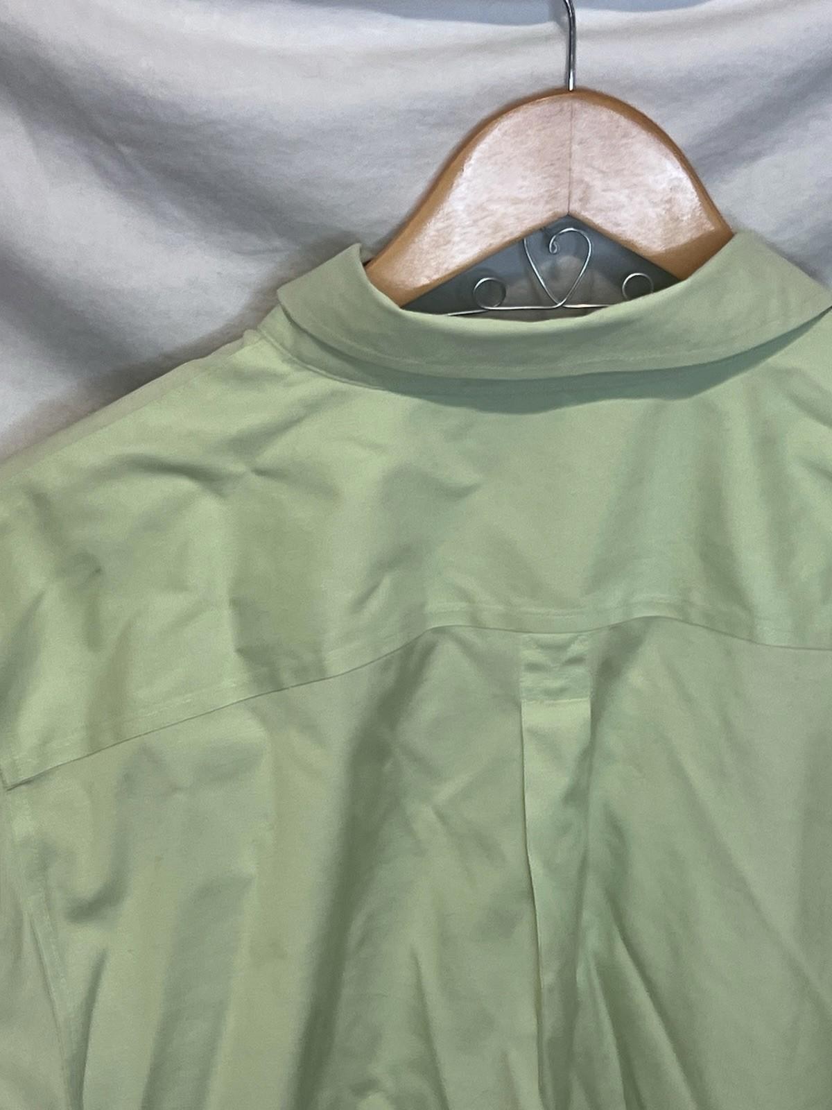 Eddie Bauer Wrinkle Resistant Cotton Green Button Up Work Travel Shirt XXL