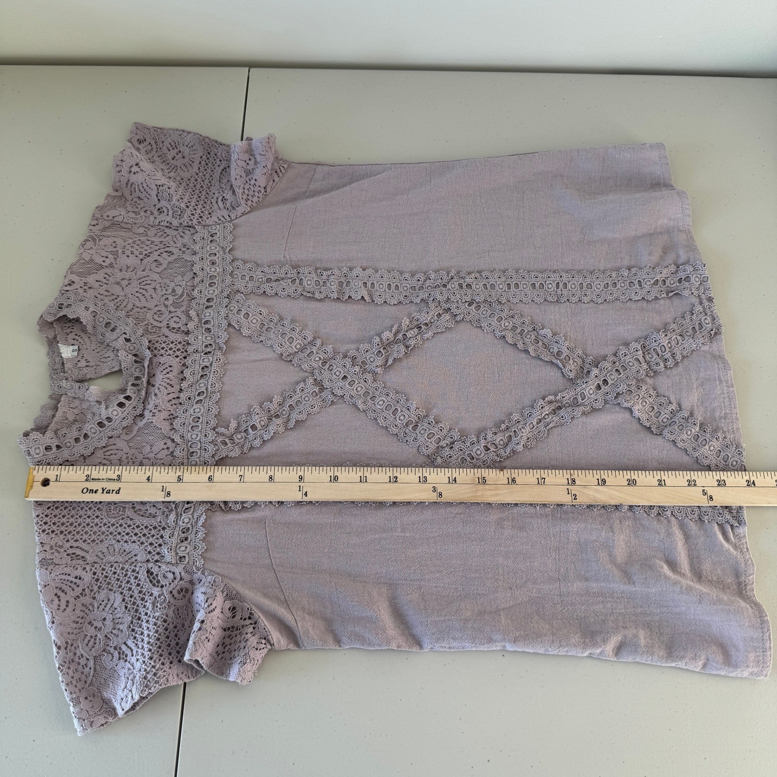 Lace Crochet Top Sz S Cotton Blend Mauve Romantic Cottagecore Victorian Feminine
