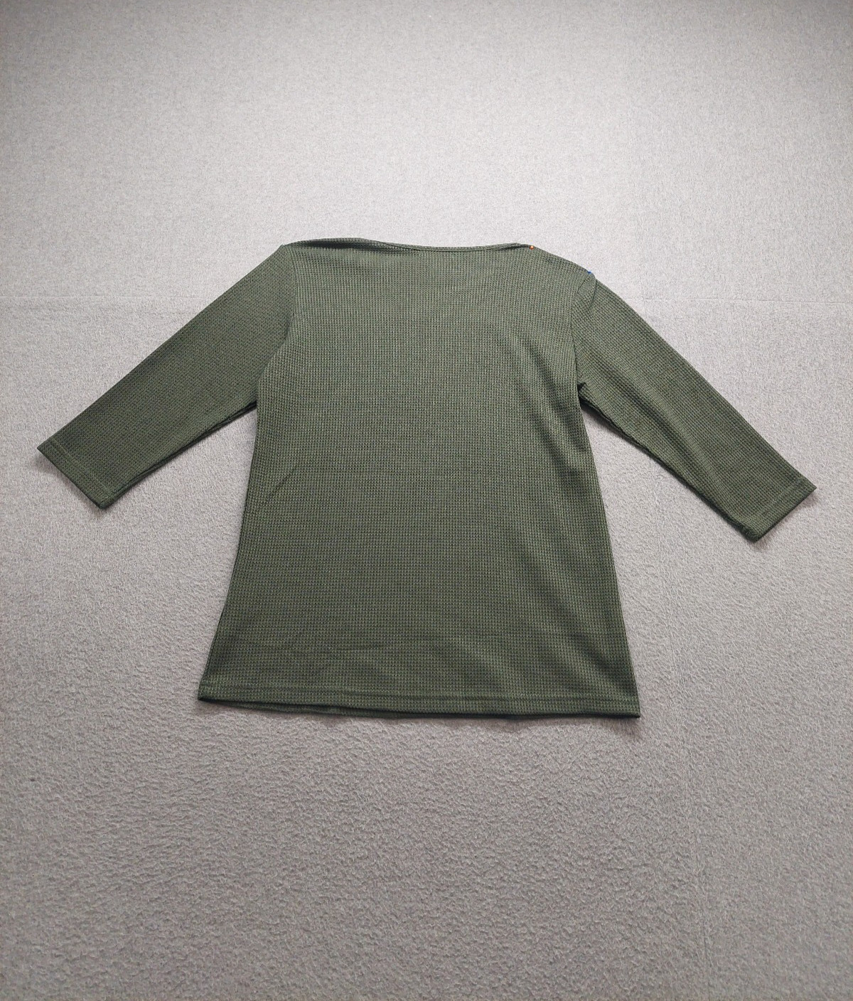 Ofeefan Women Top M Olive Green Crew Neck Pullover 3/4 Sleeve Stretch Casual