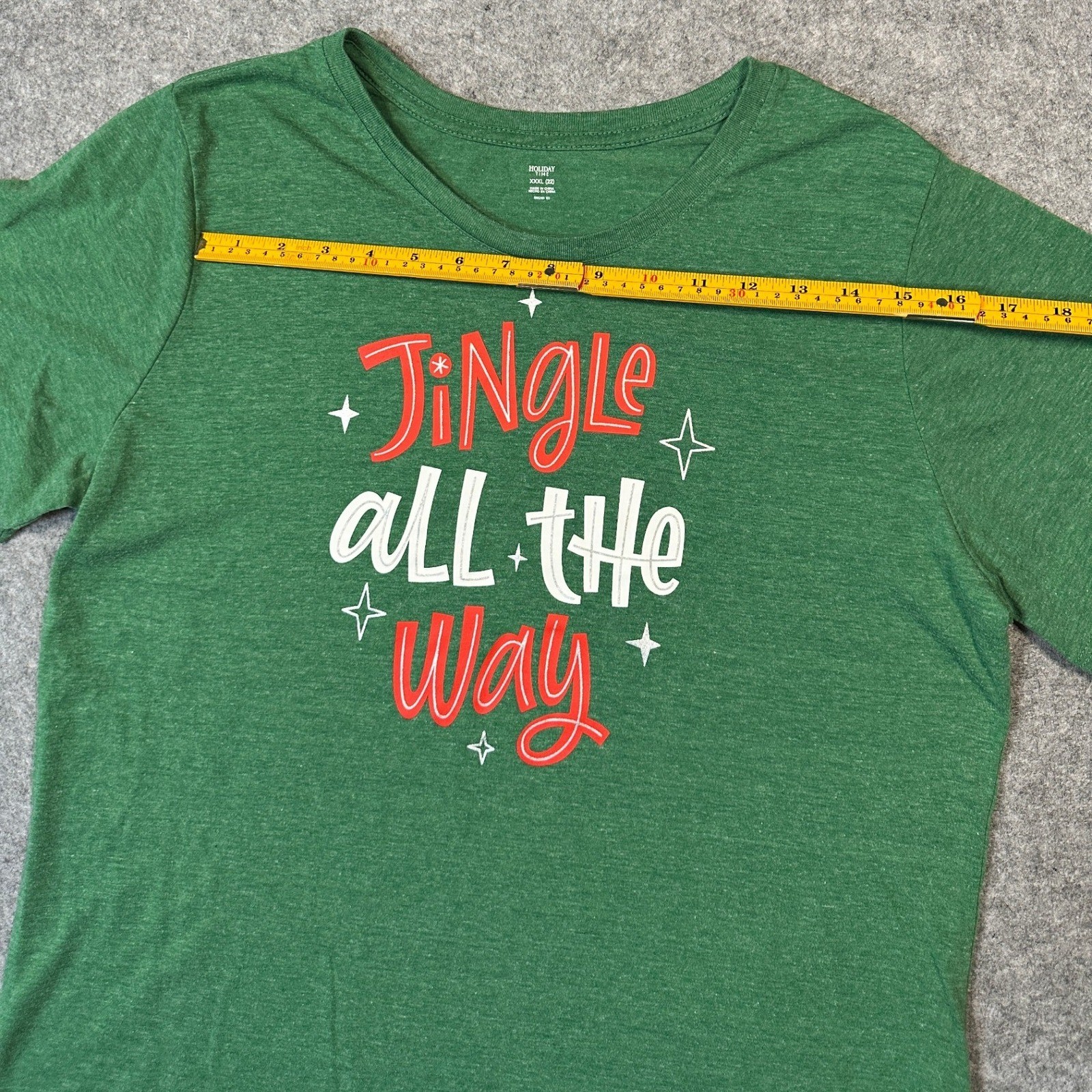 Holiday Time Womens Green Jingle All The Way Christmas Graphic T-Shirt XXXL 22