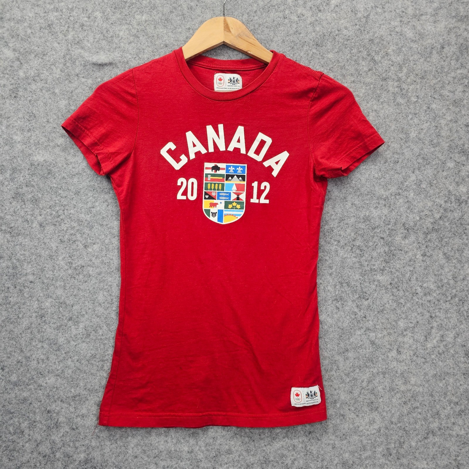 Hudsons Bay Co T Shirt Womens XXS Red Canada 2012 London Summer Games Sport Core