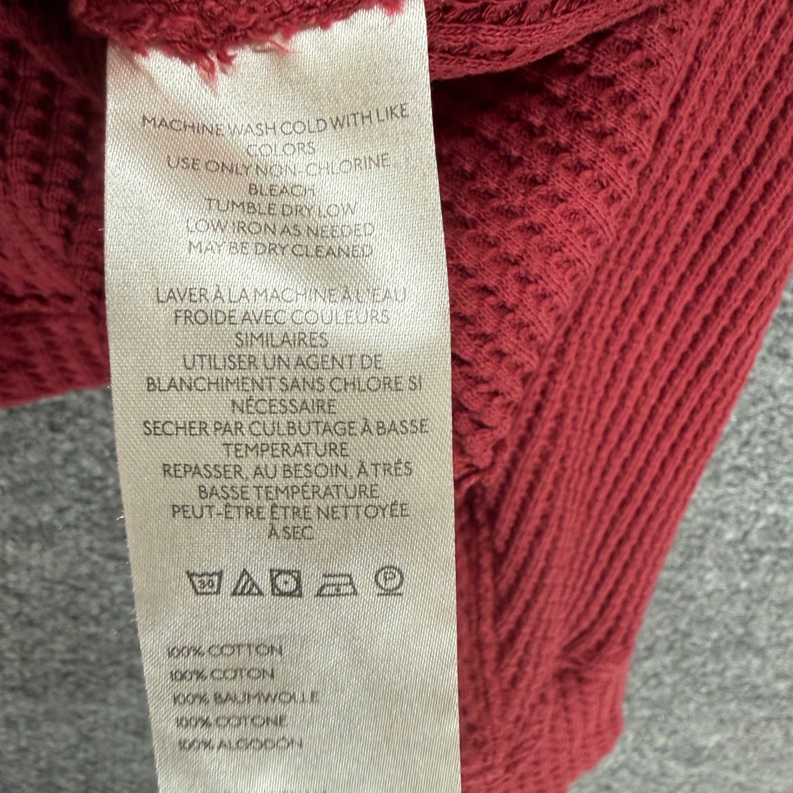 We The Free Shirt Women Medium Red Waffle Knit Oversized Thermal Bohemian