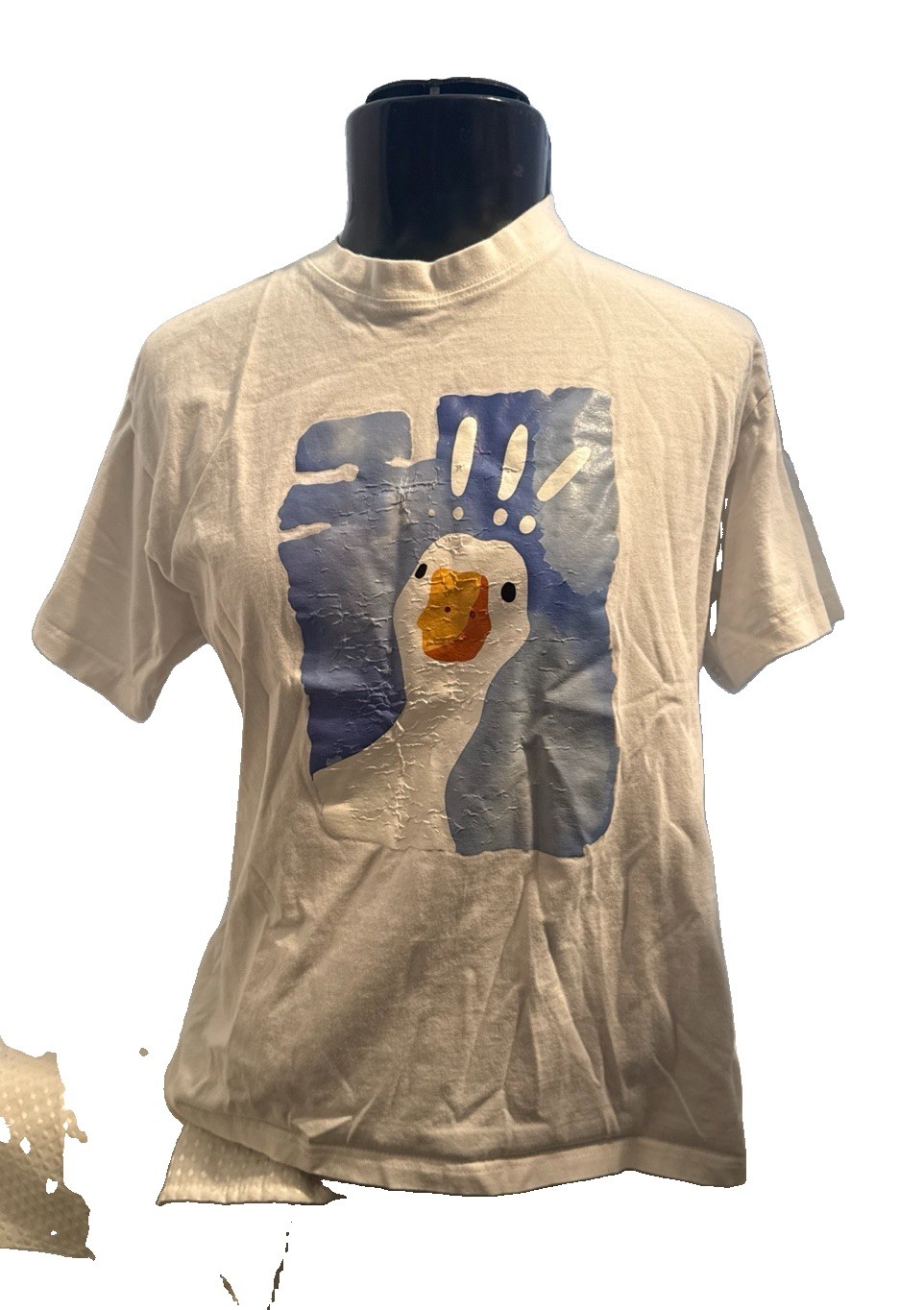 Women’s M T-shirt Surprised Goose Game Graphic Chinese Style 100% Heavy Cotton