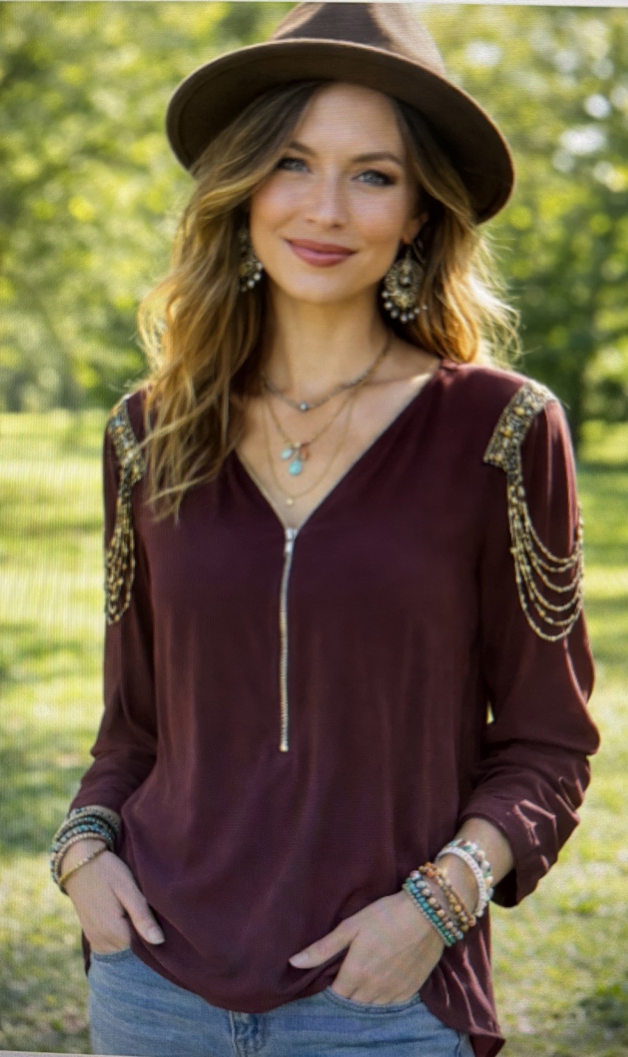Buckle BKE boutique metal top military utility burgundy medium whimsygoth NWT
