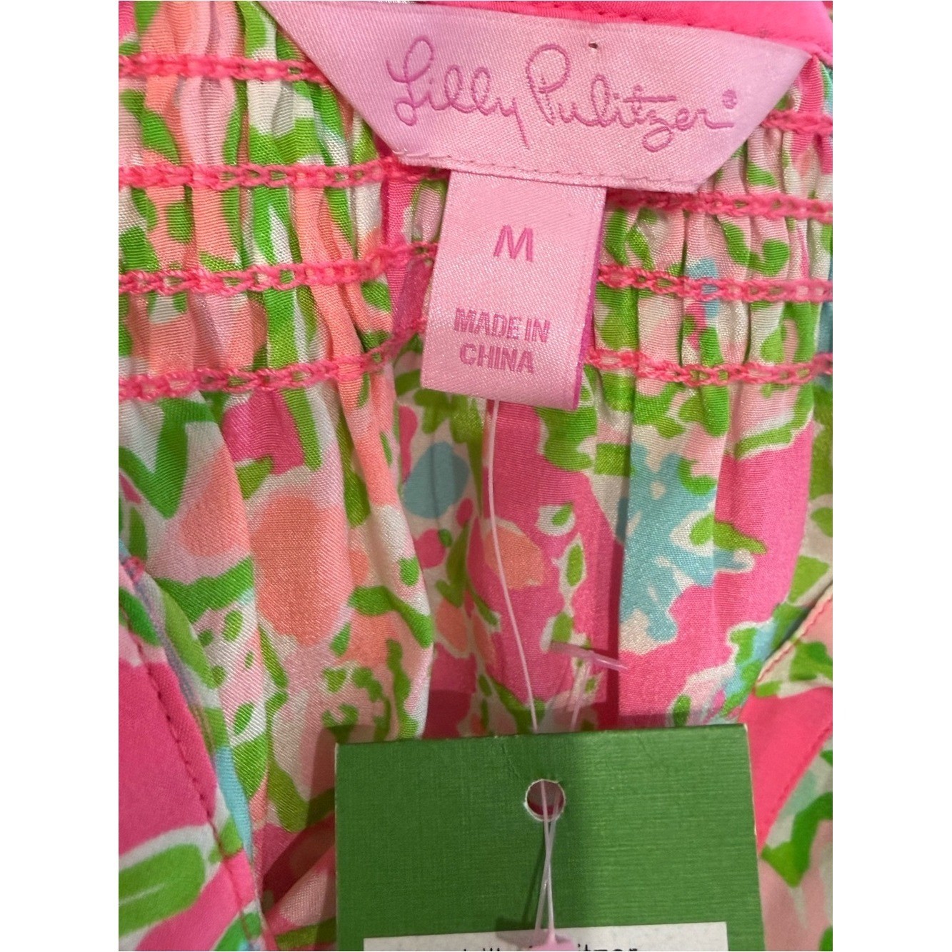 Lilly Pulitzer NWT Elsa Silk Top Flamingo Pink Southern Charm Floral Sz M